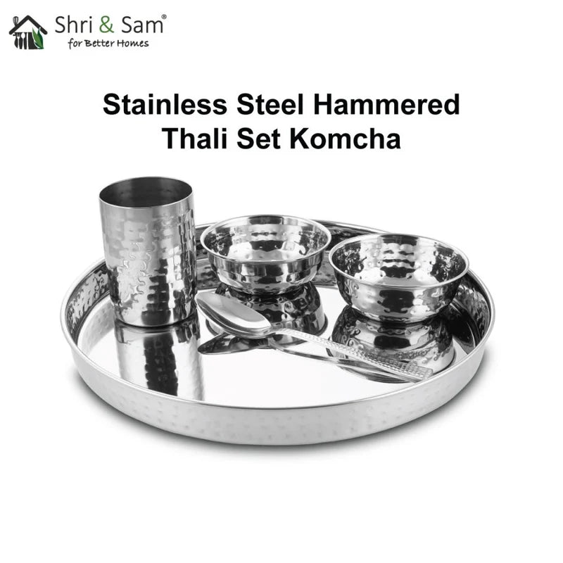 Stainless Steel Hammered Thali Set 28 CM Komcha OoNA
