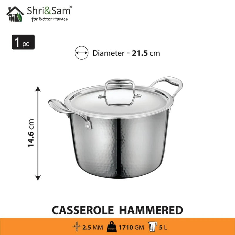SHRI & SAM JHC-40-2-5LTRS-SS COOKWARE TRIPLY HM BH CASSEROLE SHRI & SAM