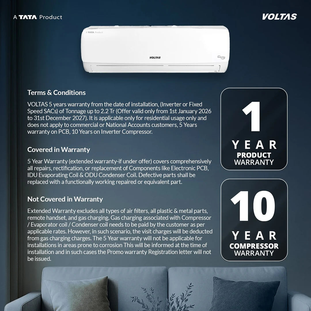 VOLTAS AIR CONDITIONER INDOOR UNIT SAC 123INV VECTRA ELEGANT 1 TON INVERTER VOLTAS