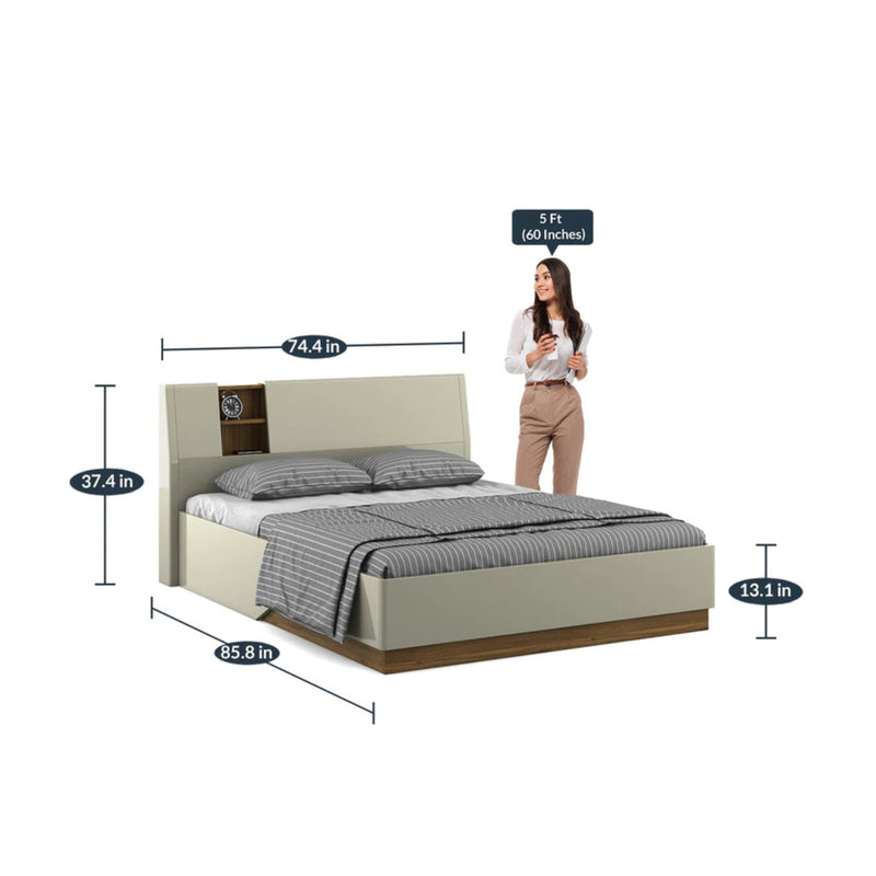 SPACEWOOD King Bed Marvella Full Lift On Hg Cashmere Cream Walnut