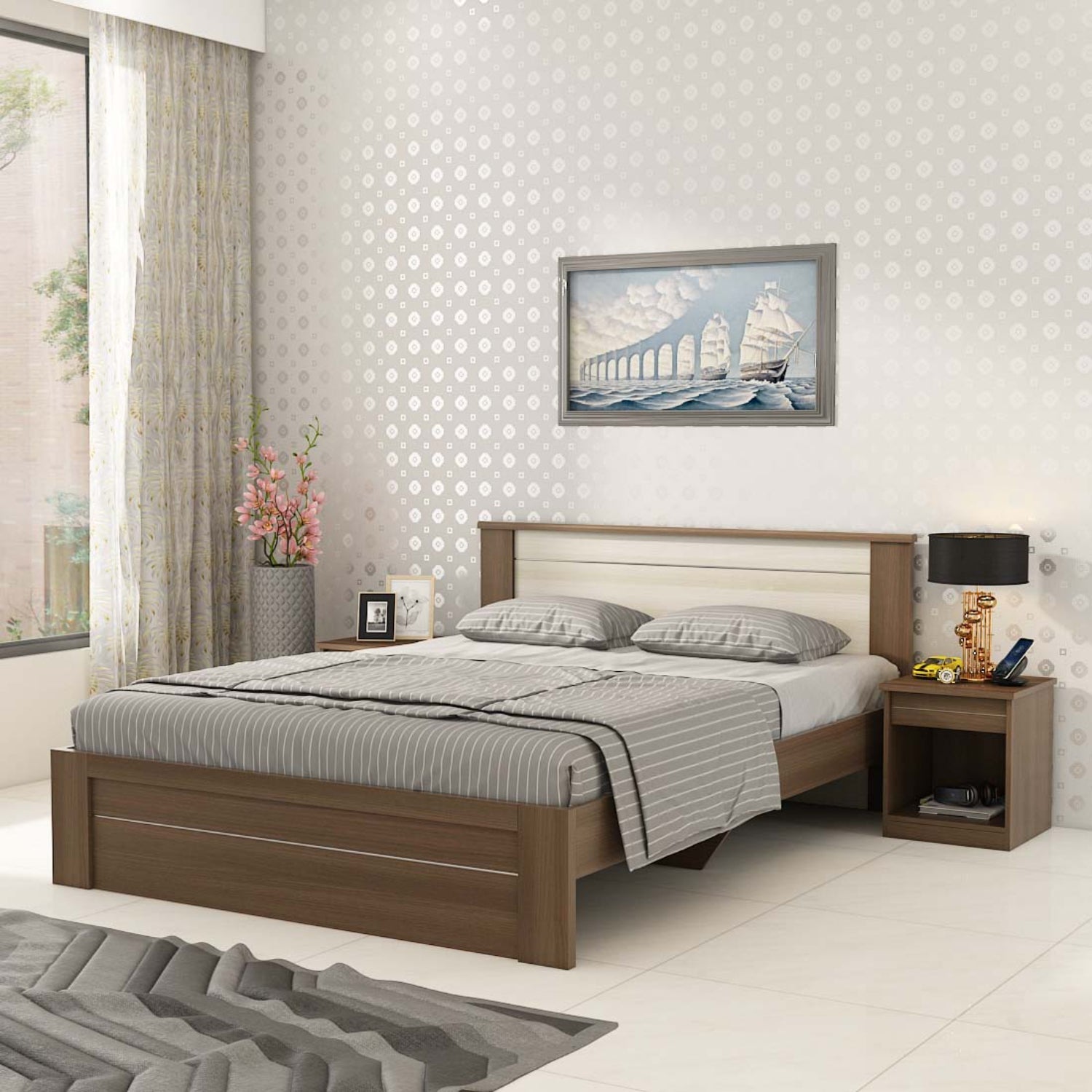 SPACEWOOD Omega Queen Bed Mol-Acacia Dark SPACEWOOD
