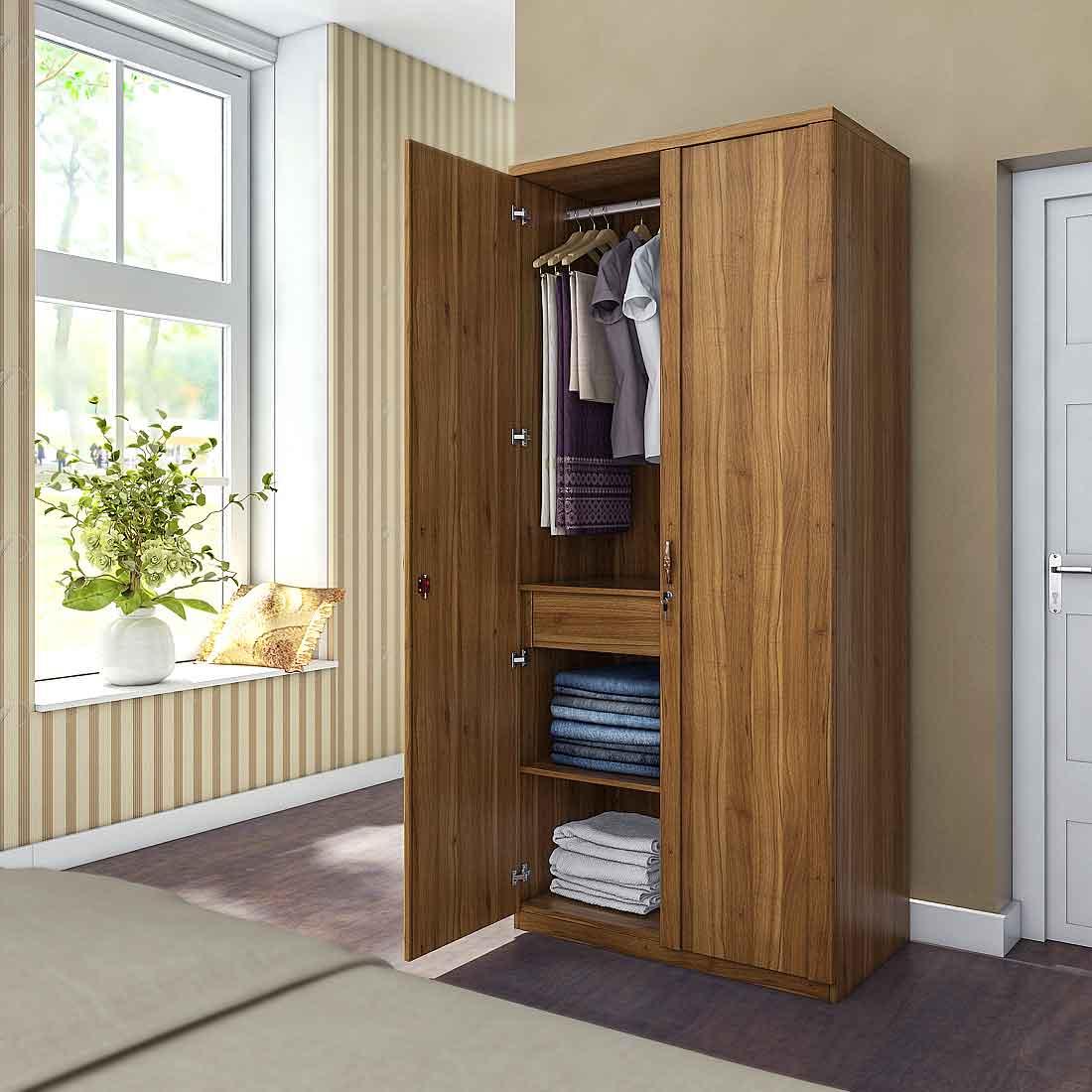 SPACEWOOD 2 Door Wardrobe Harmony Without Mirror Natural Teak SPACEWOOD