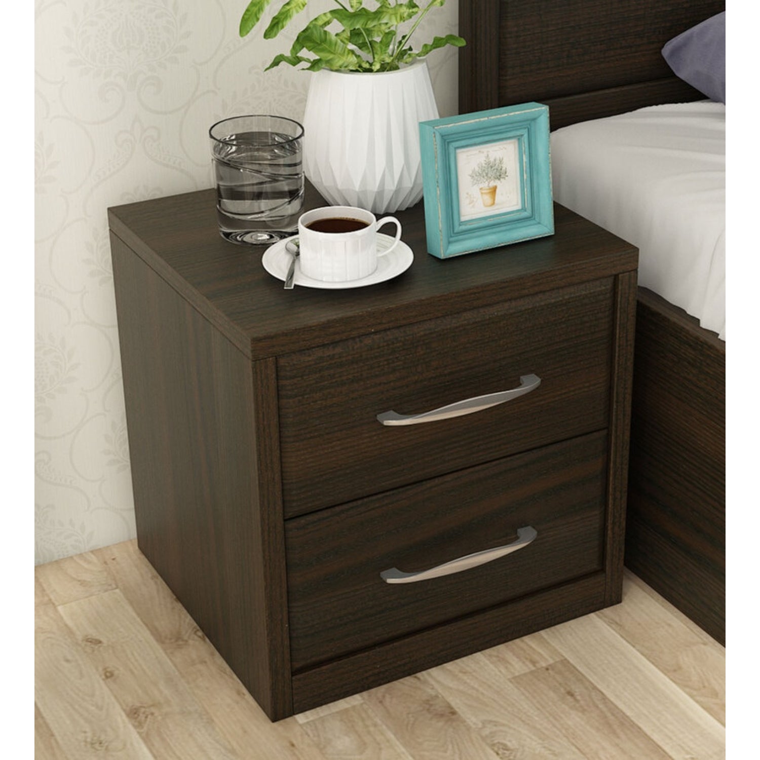 SPACEWOOD Verona Bedside Unit Fumed Oak SPACEWOOD
