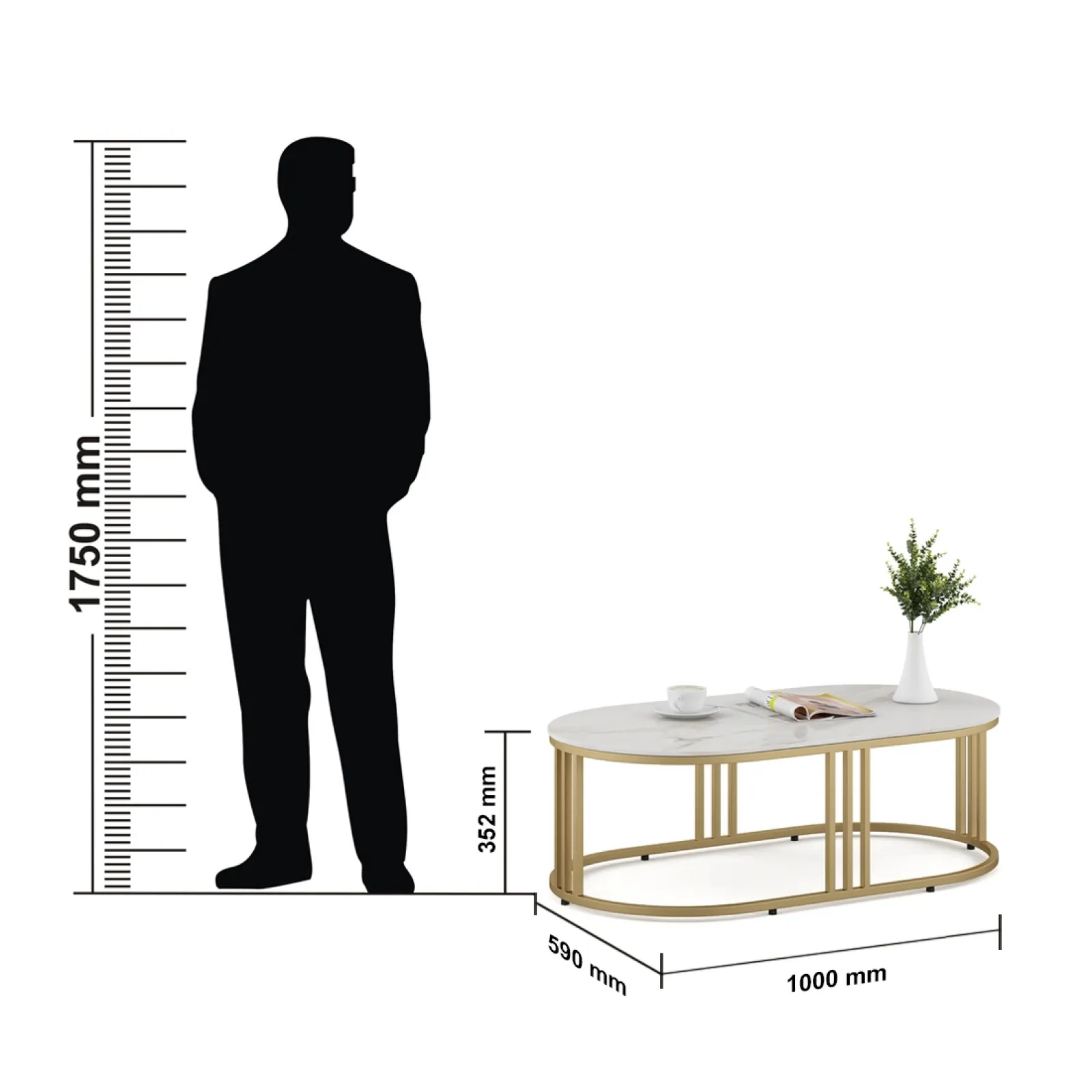 SW CENTER TABLE DERBY OVAL CERAMIC TOP METAL BASE SPACEWOOD