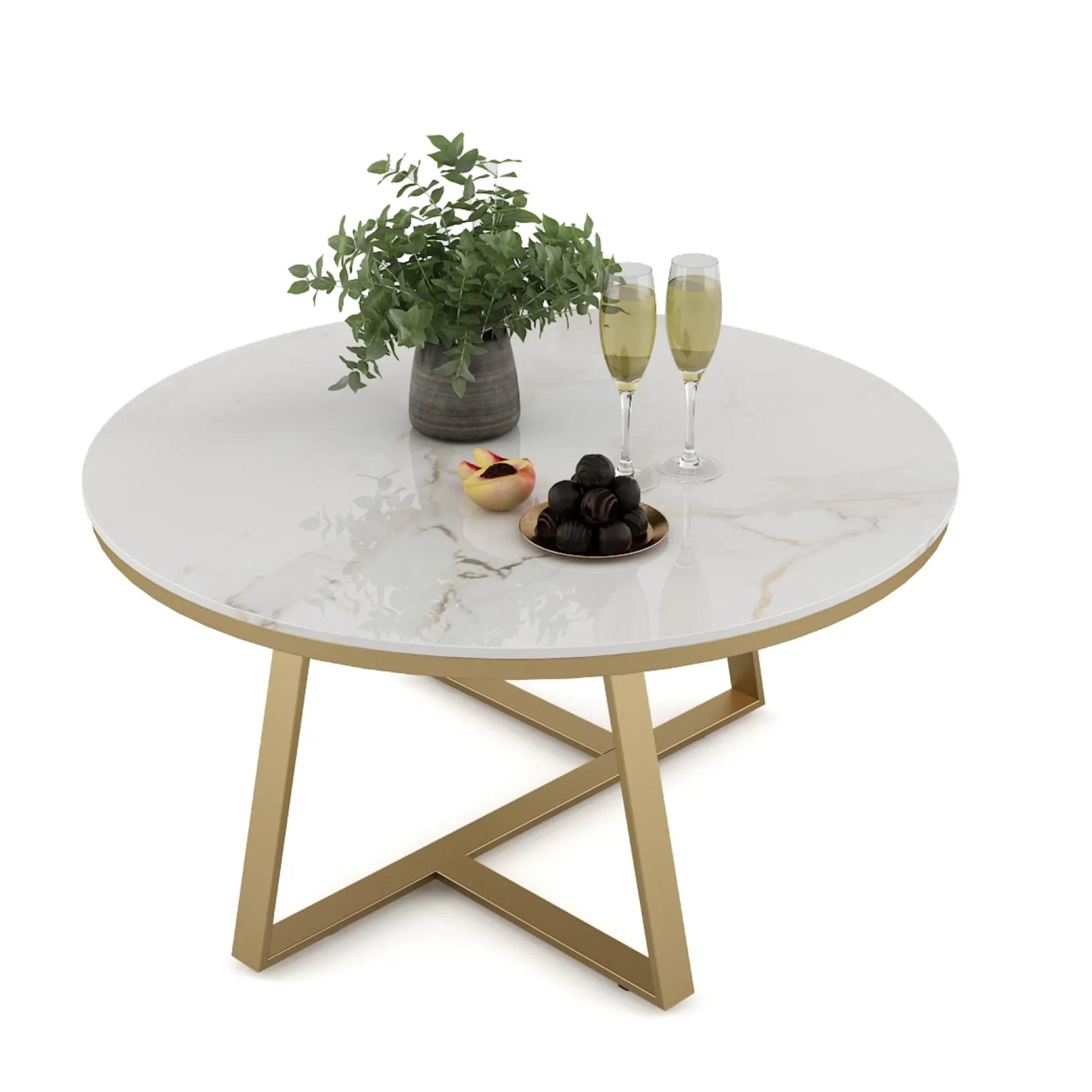 SW CENTER TABLE JULIET WITH CEREMIC TOP & METAL STRUCTURE SPACEWOOD