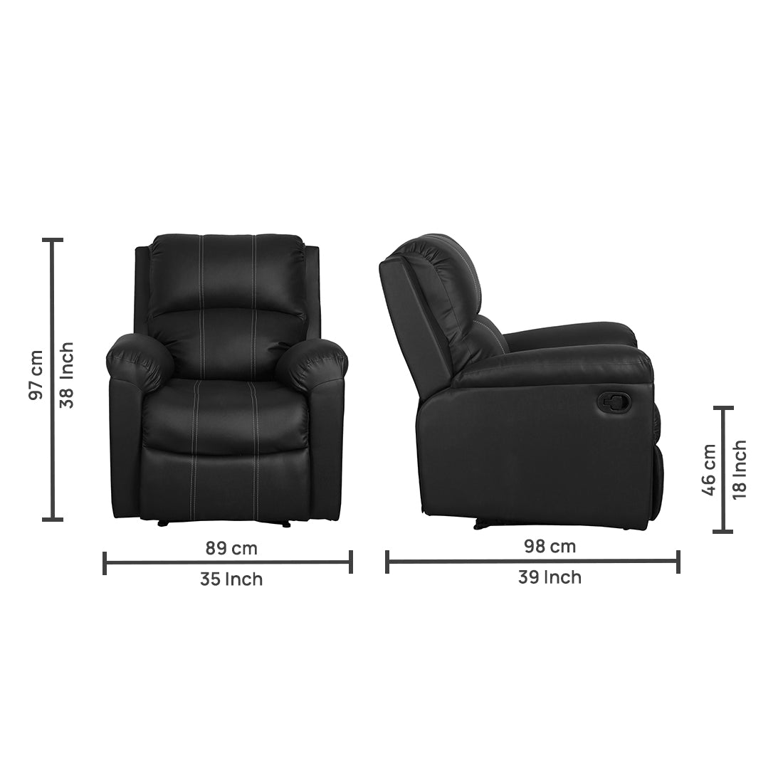 ARENA SPINO Single Seater Manual Recliner Black