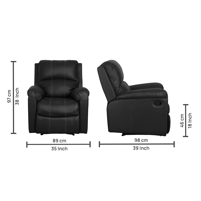 ARENA SPINO Single Seater Manual Recliner Black