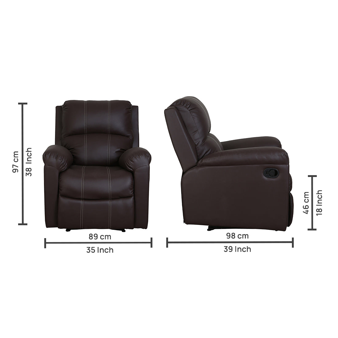 ARENA SPINO Single Seater Manual Recliner spino Brown