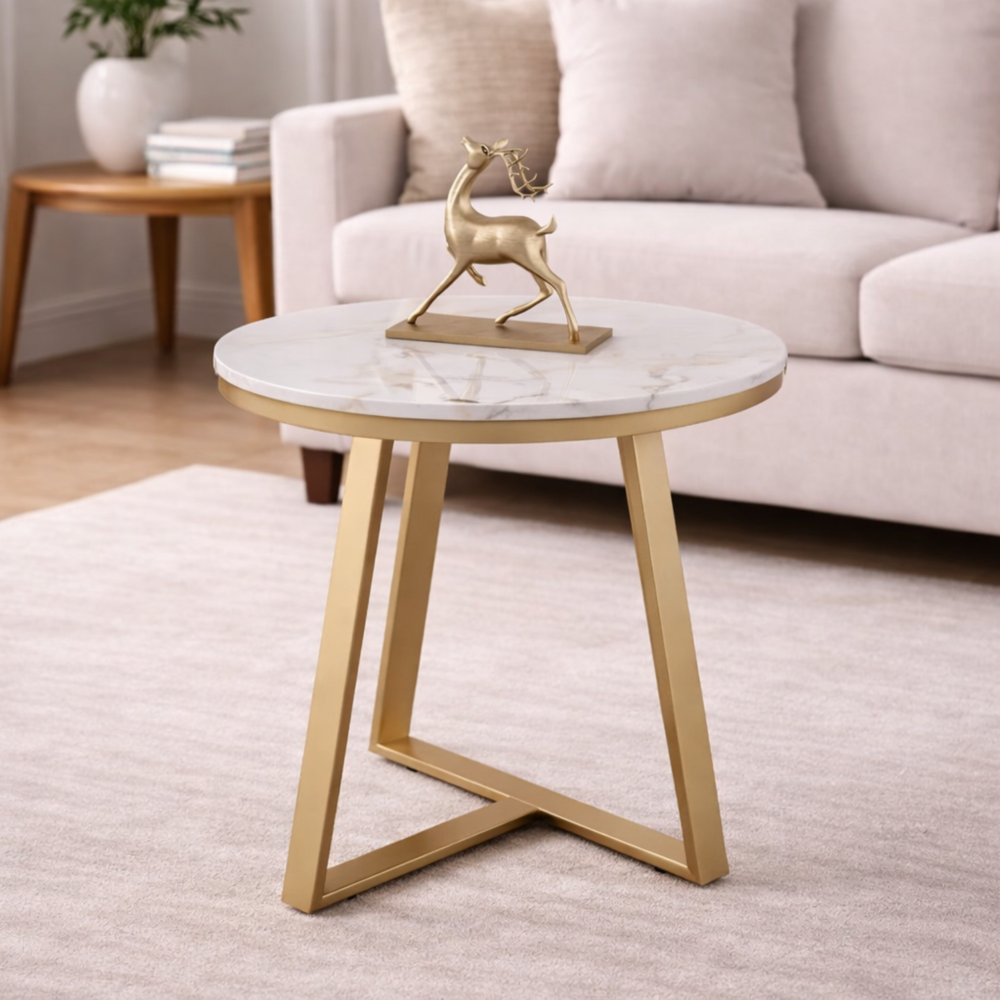 SW CENTER TABLE JULIET SMALL WITH CEREMIC TOP & METAL STRUCTURE SPACEWOOD