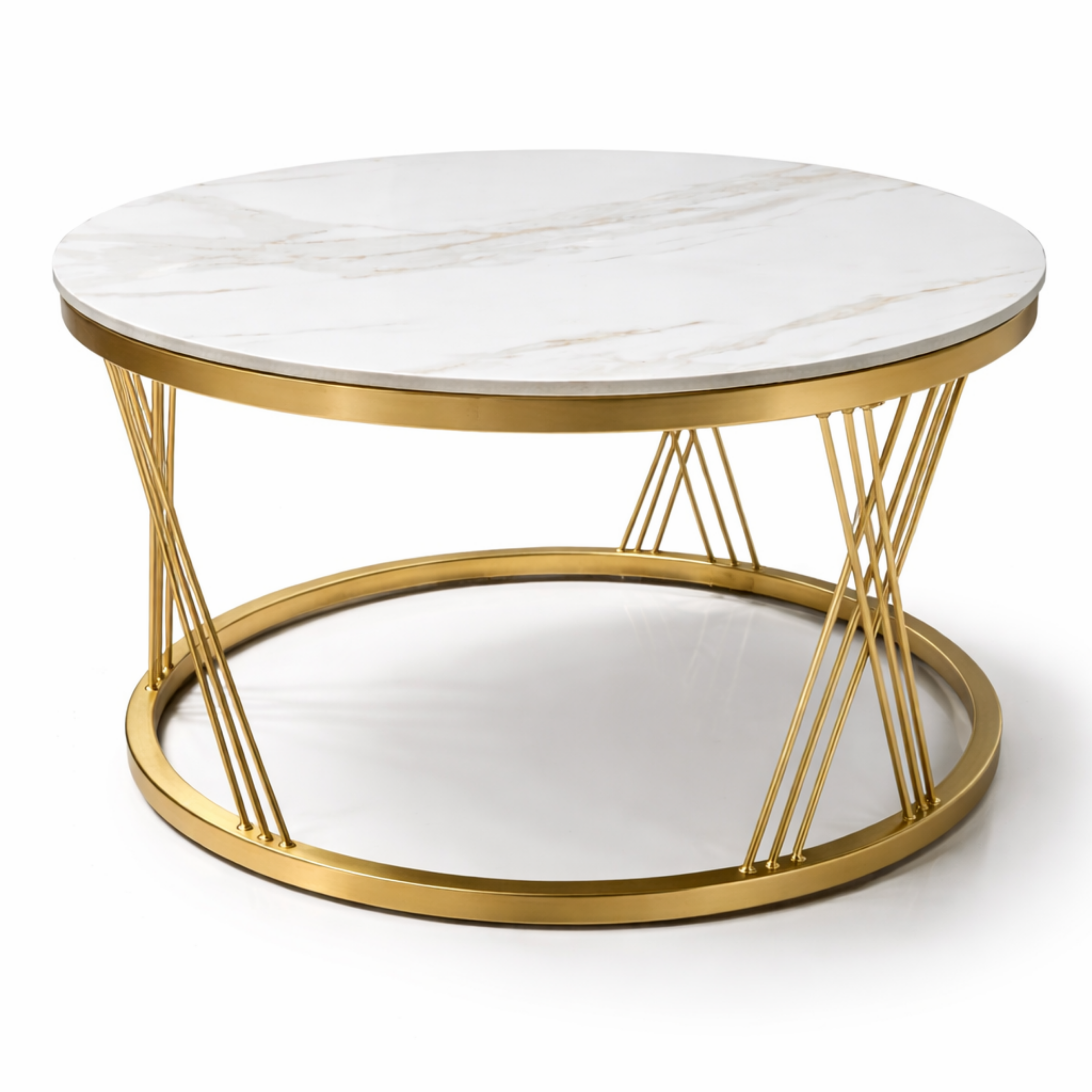 SW CENTER TABLE ROGER ROUND SHORT CERAMIC TOP METAL BASE (GOLD) CMM Arena Retails Pvt Ltd