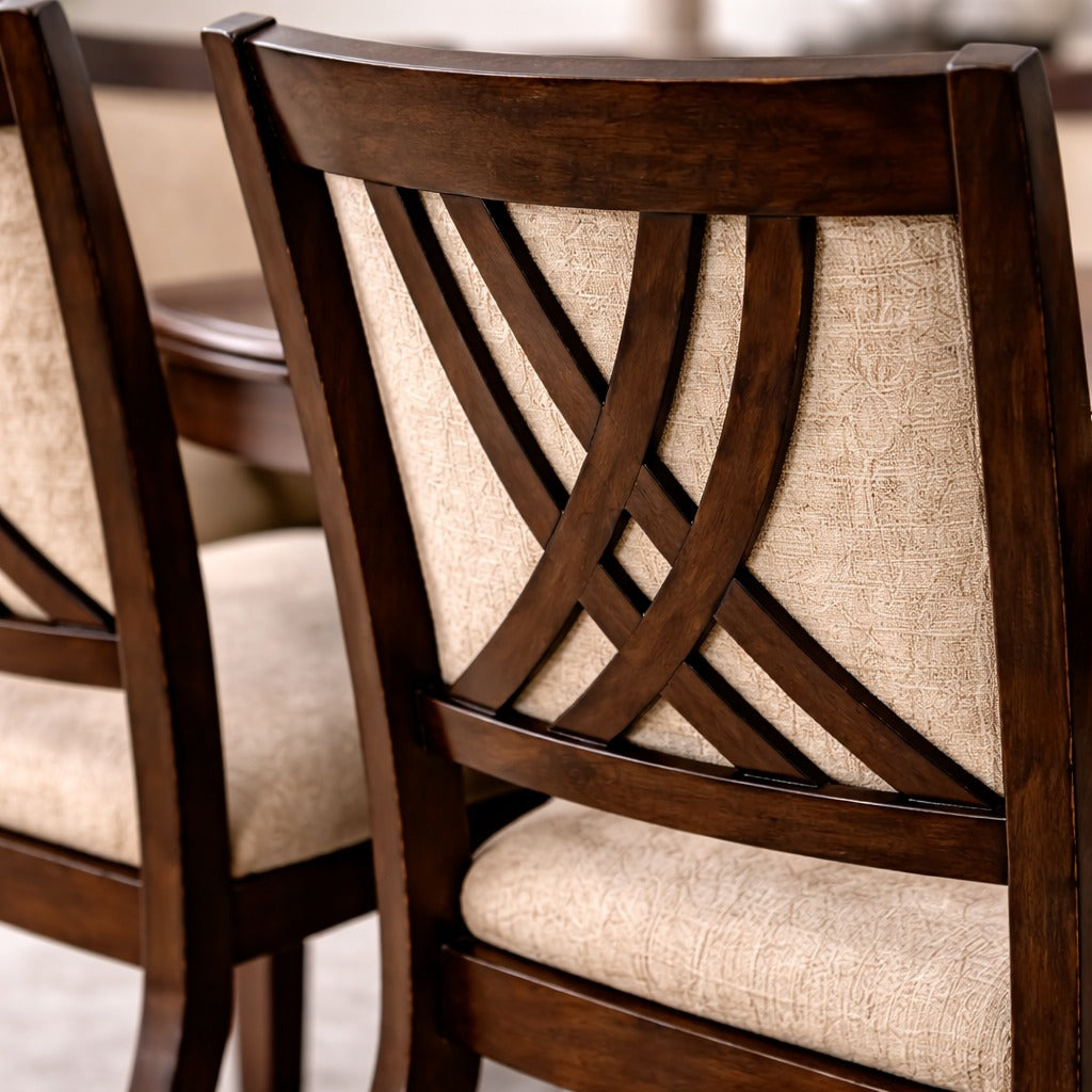 ARENA DINING SET(1+4)  SOLID RUBBER WOOD FIXED TOP ROUND OAK COL ARENA