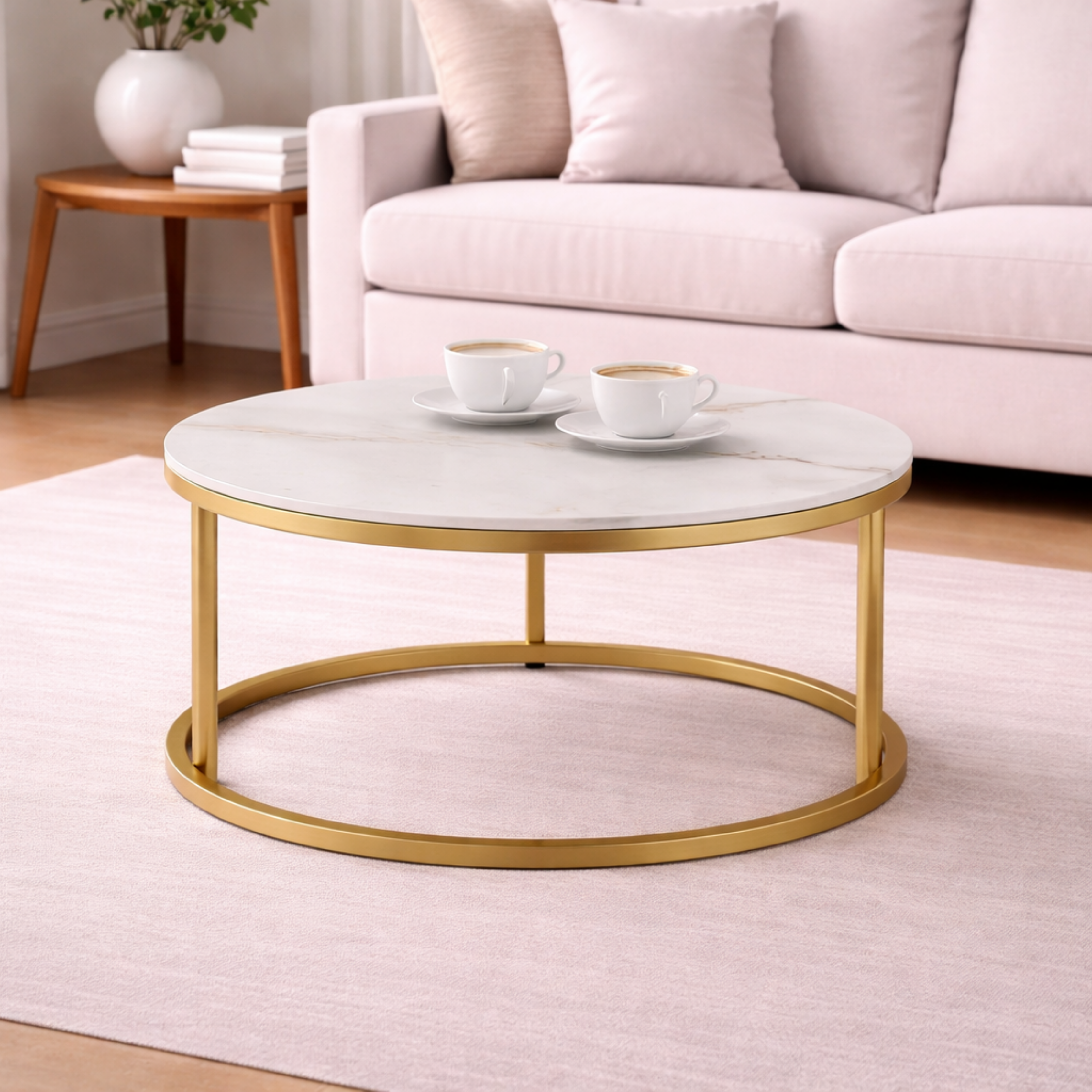 SW CENTER TABLE LISA SMALL WITH CEREMIC TOP & METAL STRUCTURE SPACEWOOD