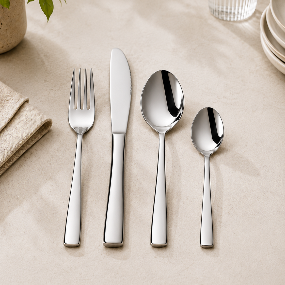 Stainless Steel 24 PCS Cutlery Set Lotus Pln SHRI & SAM
