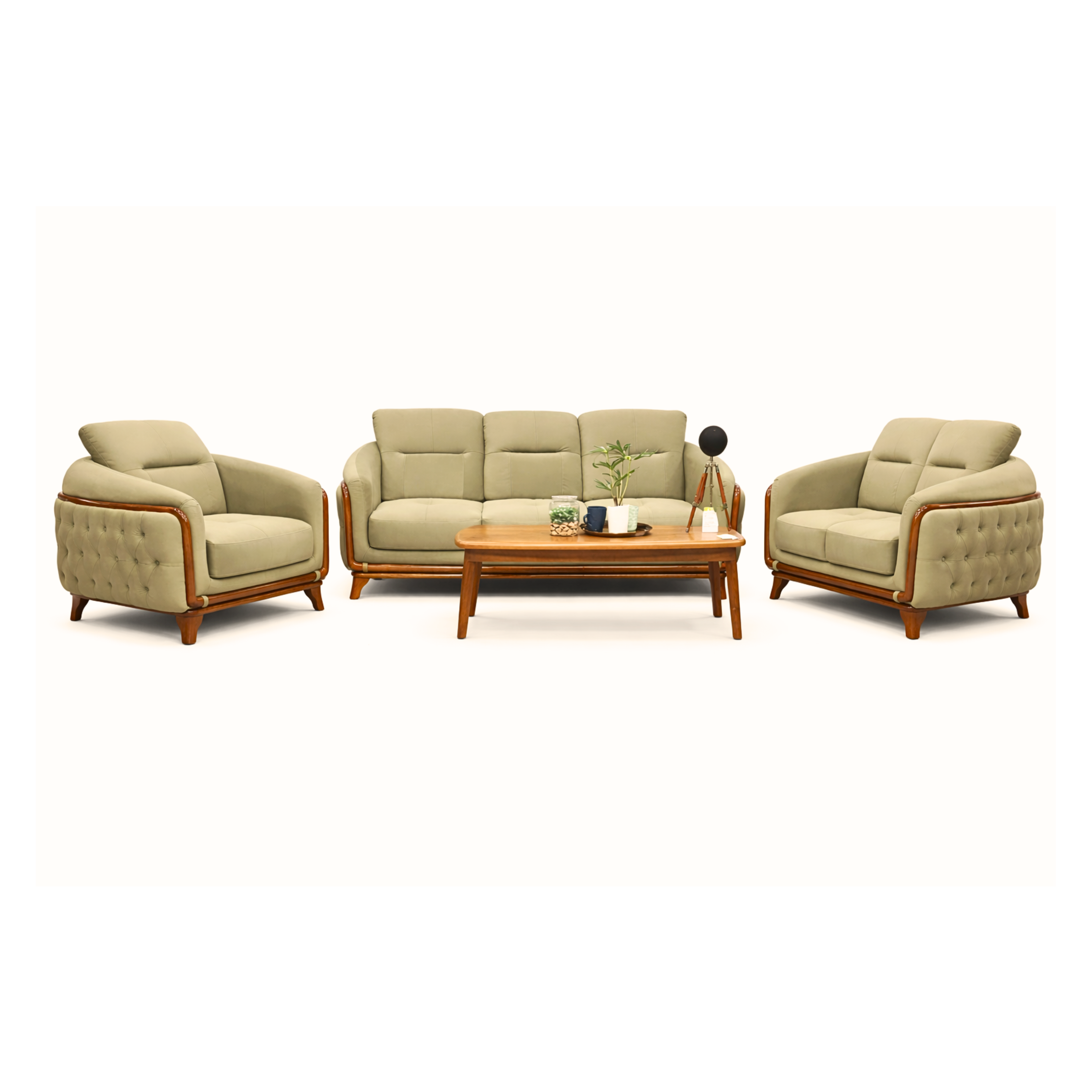 OONA Ford 3-Piece Sofa Set (3+2+1) – Dark Green OoNA