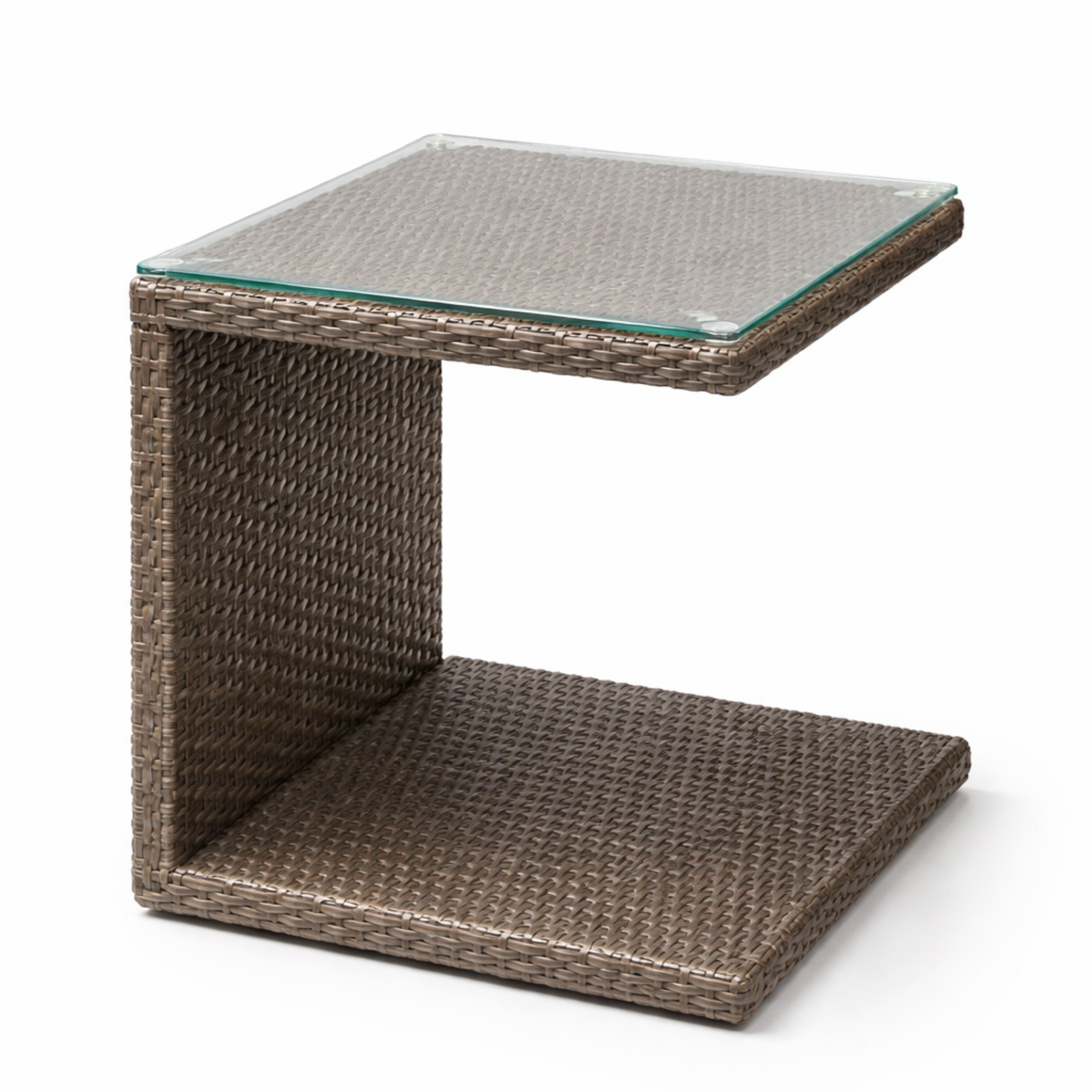 Weave Craft Vagan Side Table Rehau Wicker With Glasstop Weave Craft