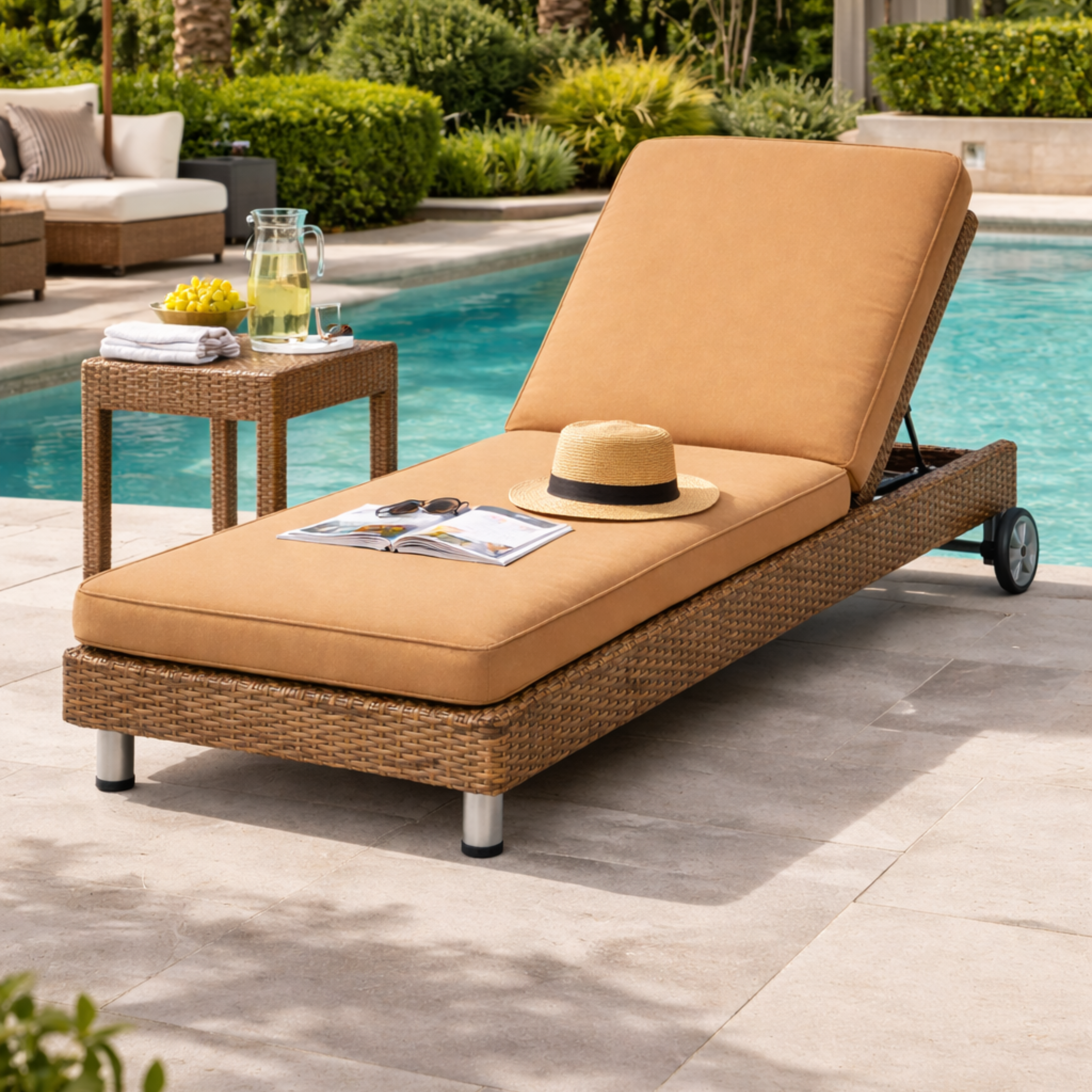 Berkley Sun Lounger Rehau Wicker With Agora Cushion Weave Craft
