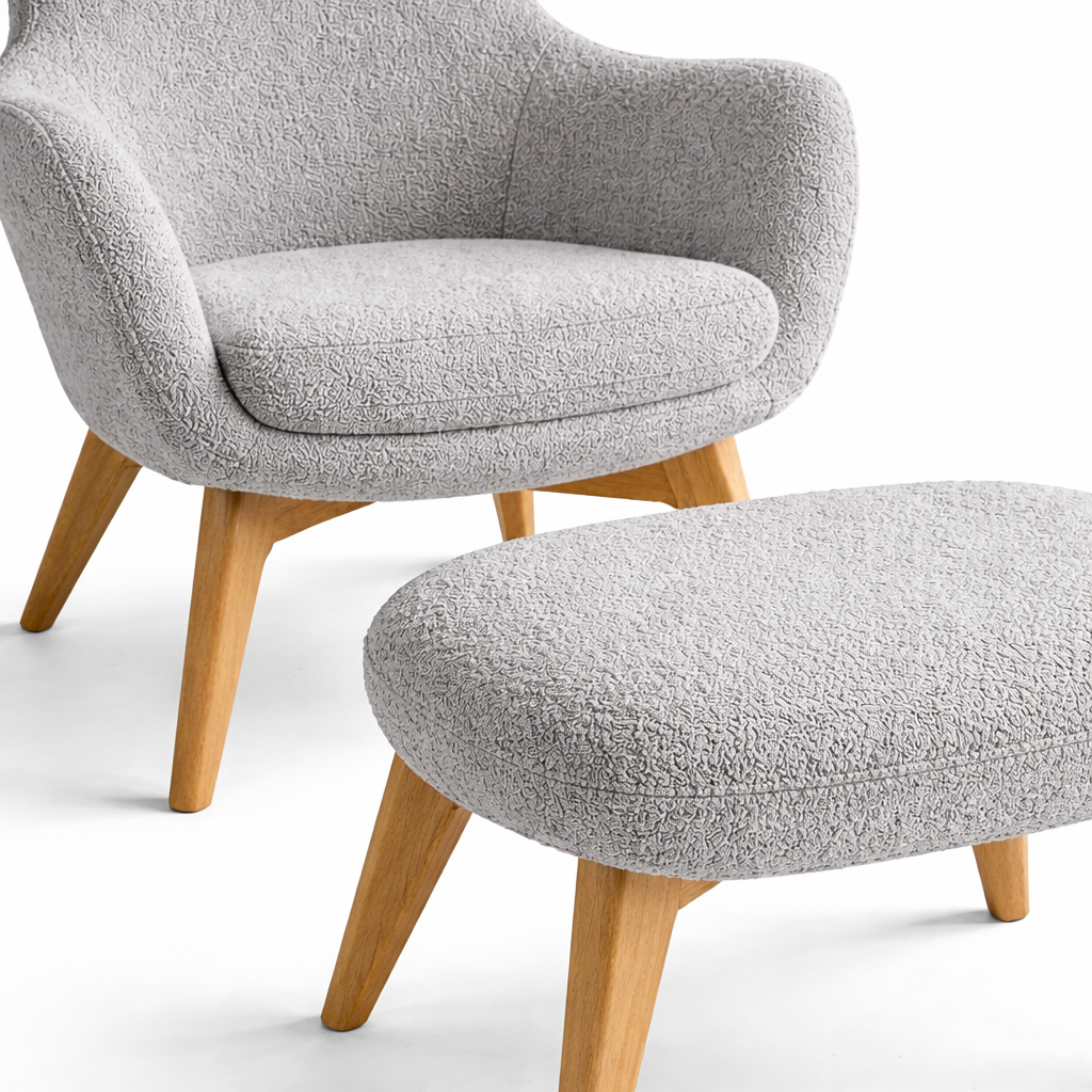 KING CHAIR WITH PUFF GREY ARENA