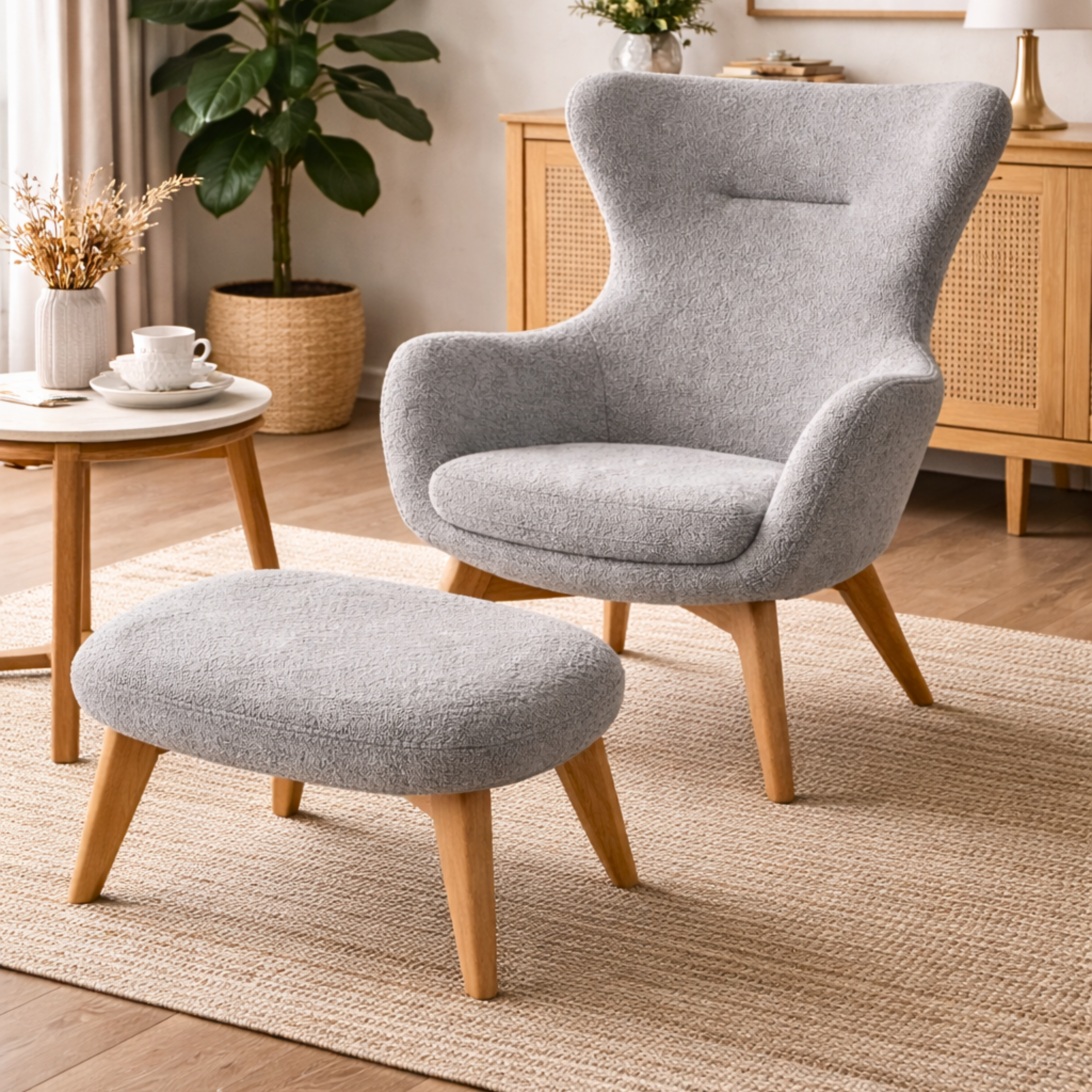 KING CHAIR WITH PUFF GREY ARENA