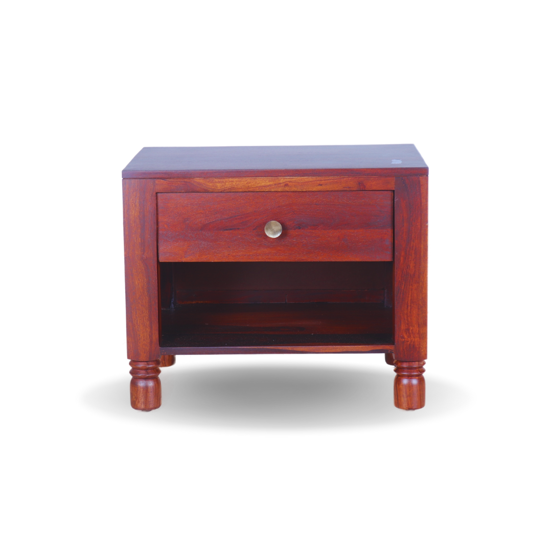 ARENA Bedside Table 1 Drawer Open Shelf Acacia Wood Honey Brown Finish