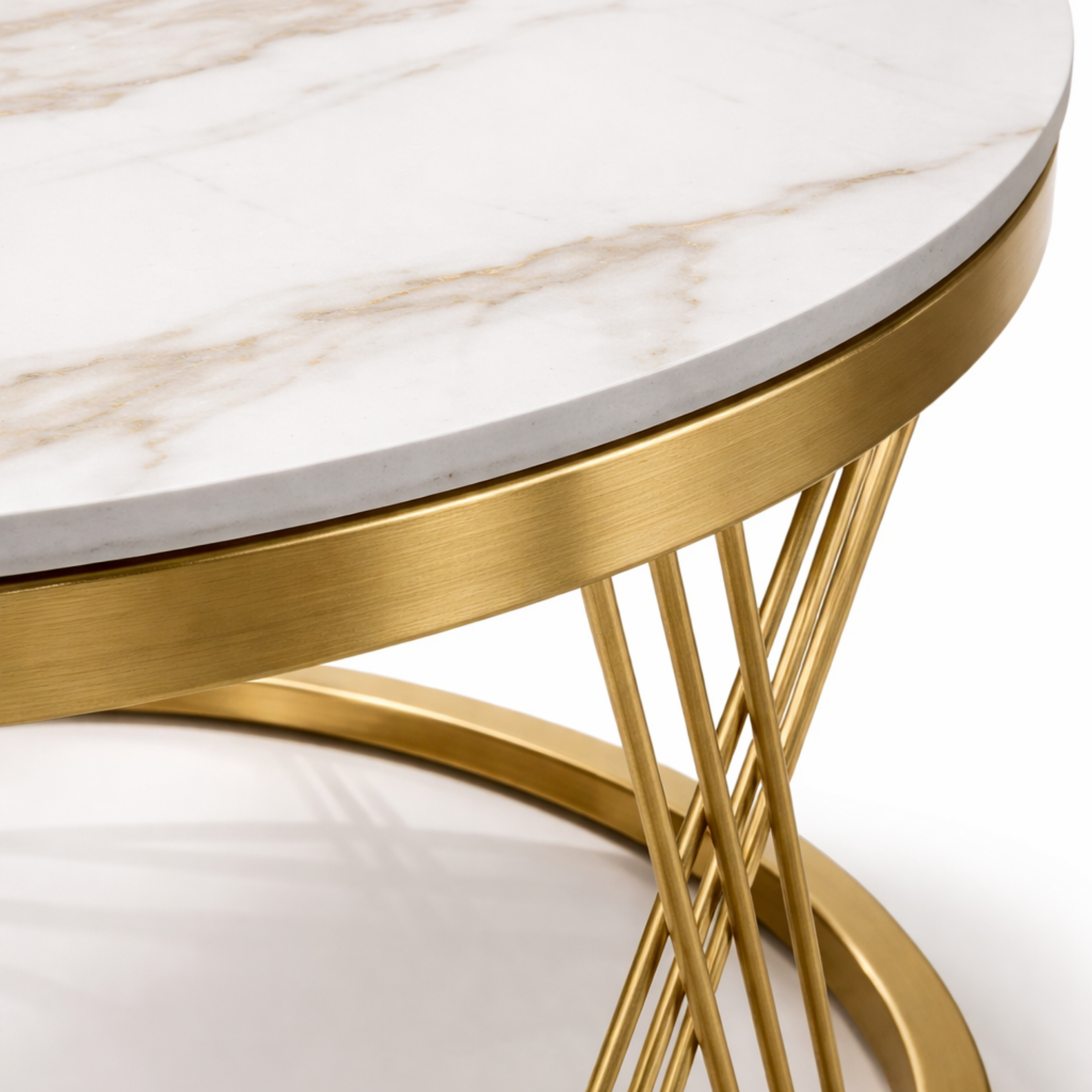 SW CENTER TABLE ROGER ROUND SHORT CERAMIC TOP METAL BASE (GOLD) CMM Arena Retails Pvt Ltd