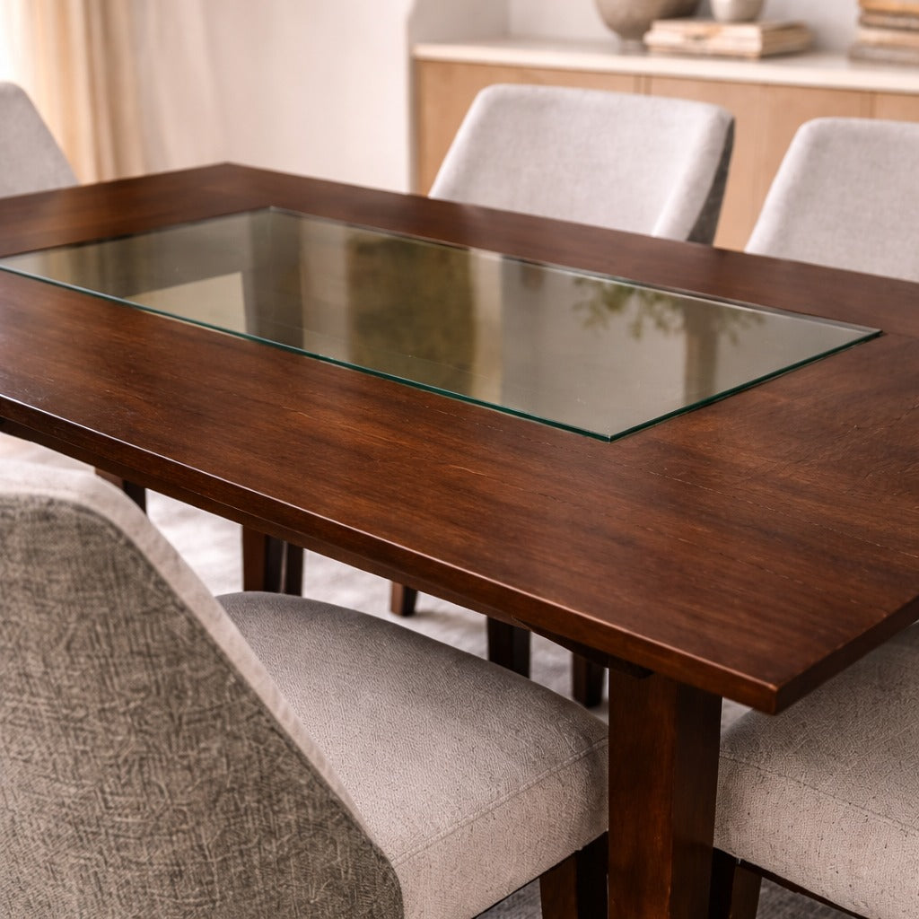 ARENA DINING SET(1+6) AC4420T002 SOLID WOOD FIXED TOP CMM Arena Retails Pvt Ltd