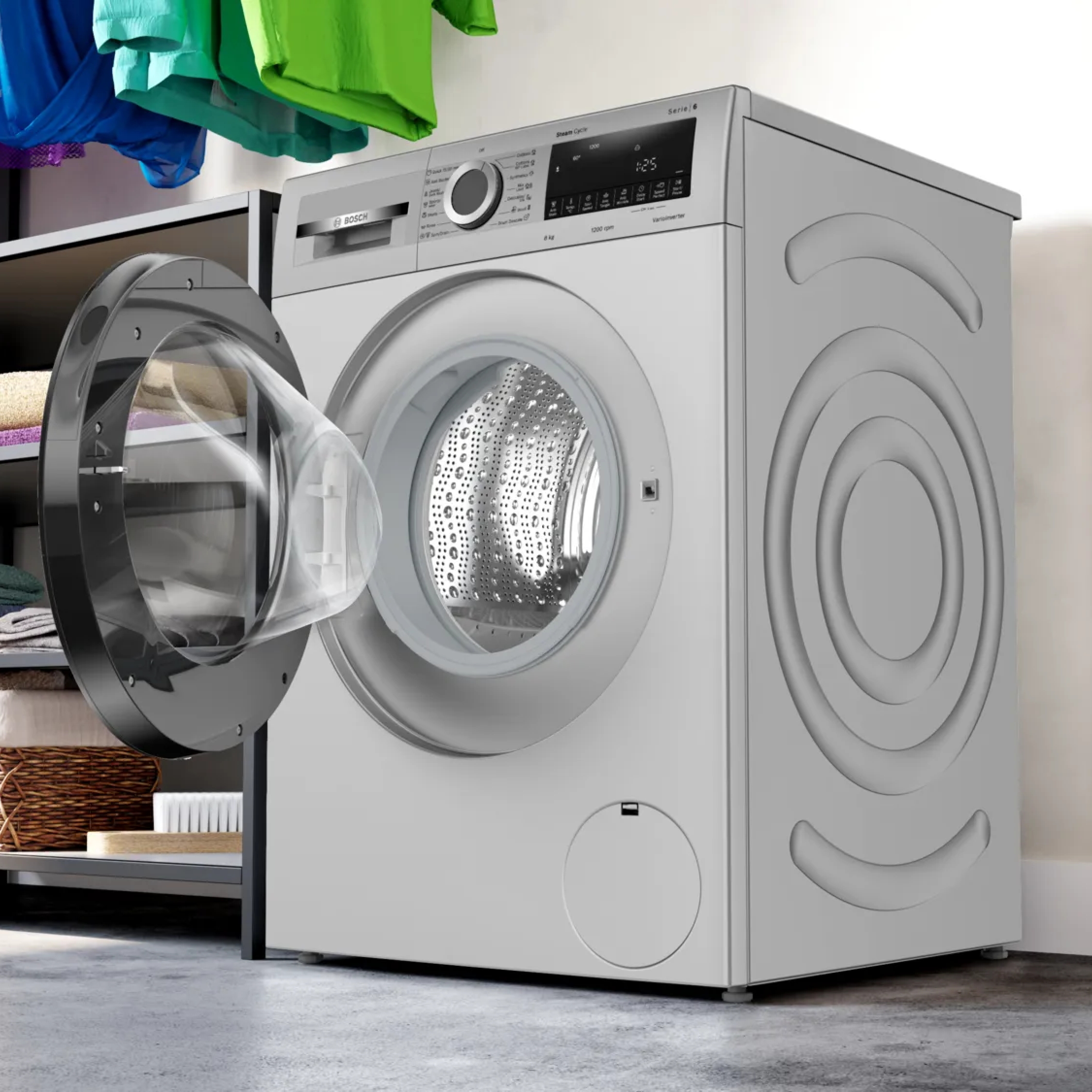 BOSCH Series 4 Washing Machine, front loader 8 kg Fully Automatic WGA1320SIN Silver 8 Kg