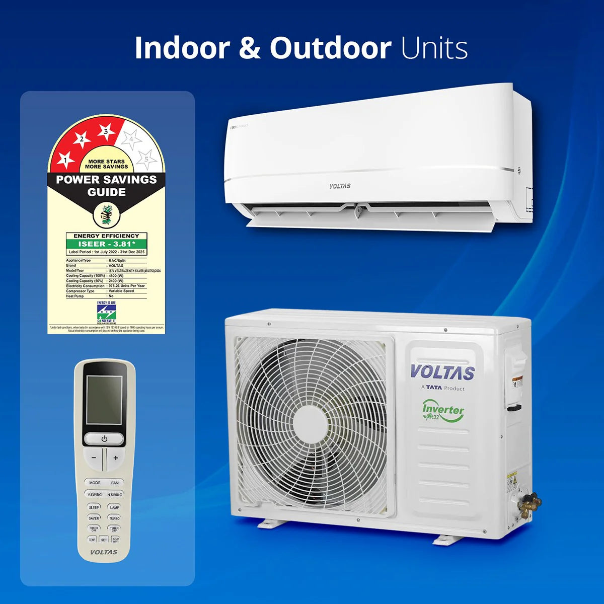 VOLTAS AC-INDOOR UNIT SAC 183V VECTRA ZENITH SILVER   1.5 TON VOLTAS