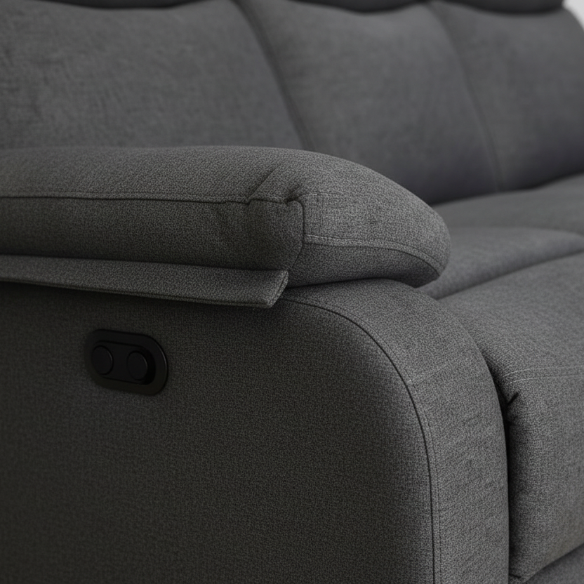 ARENA THREE SEATER RECLINER CURVE MANUAL FABRIC GREY ARENA