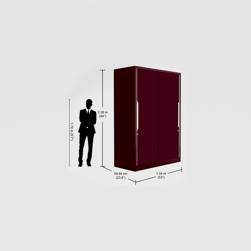 Slide N Store Pro Plus Wardrobe 2 Door, Tex Shell Wine Red