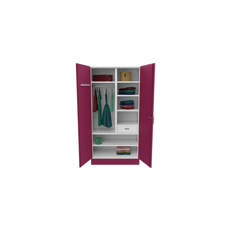 AuralineÂ® Women Basic Steel Almirah 2 Door, Textured Berry Color