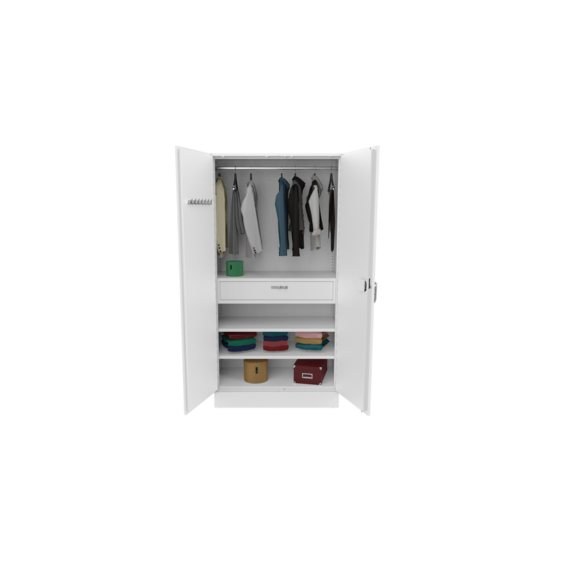 Auraline Men Basic Steel Almirah 2 Door, Textured Bond White Color