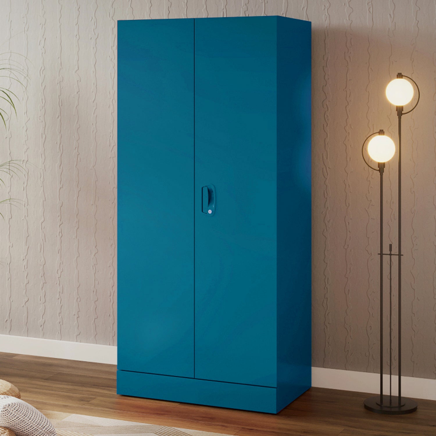 Aceline 2 Door Steel Almirah Full Locker, Teal