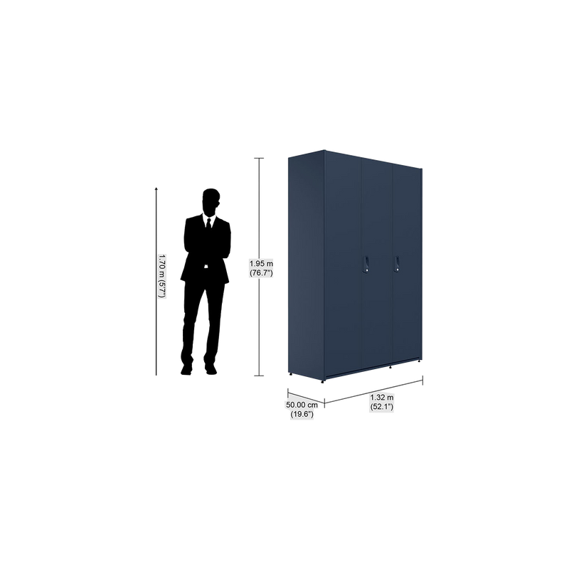 Neolite 3 Door Steel Almirah CRCA Steel, Denim Blue
