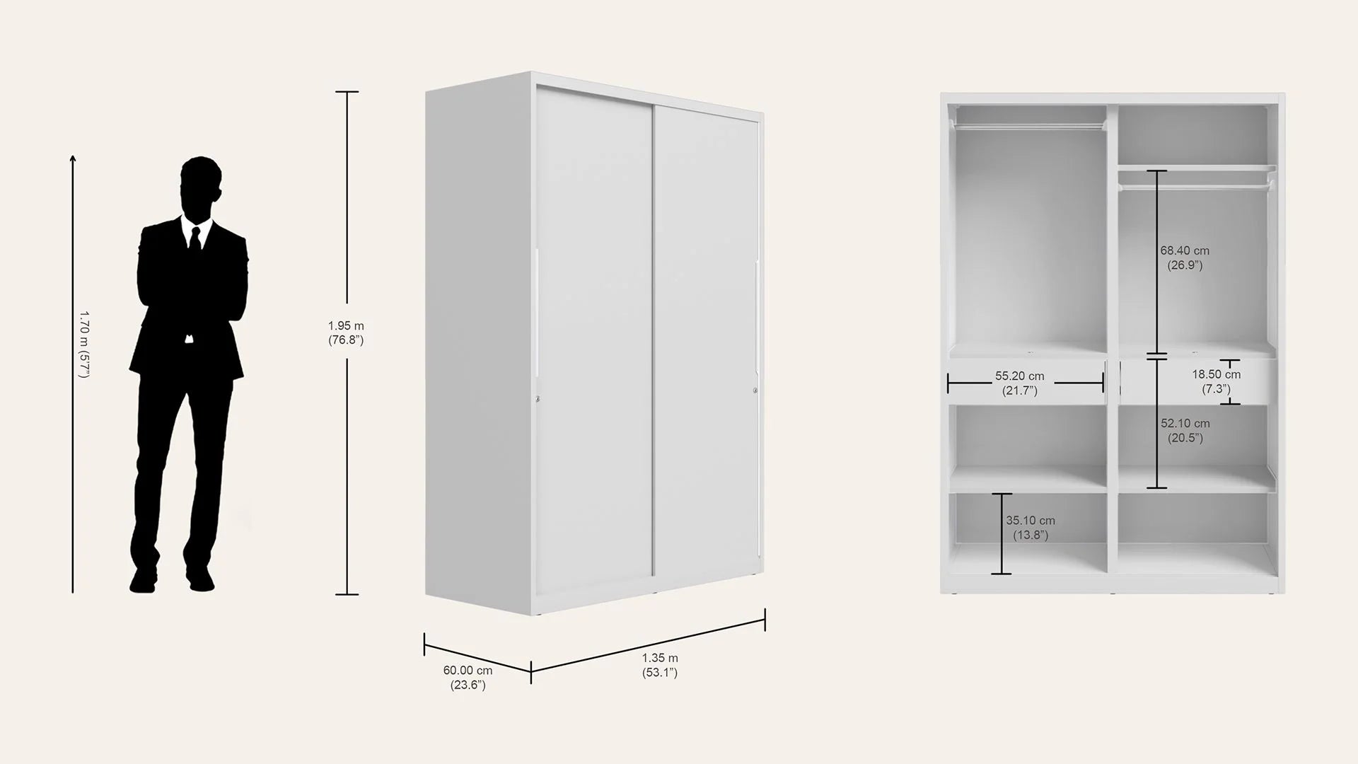 GODREJ 2-DOOR WARDROBE SLIDE N STORE TEX BOND WHITE PRO