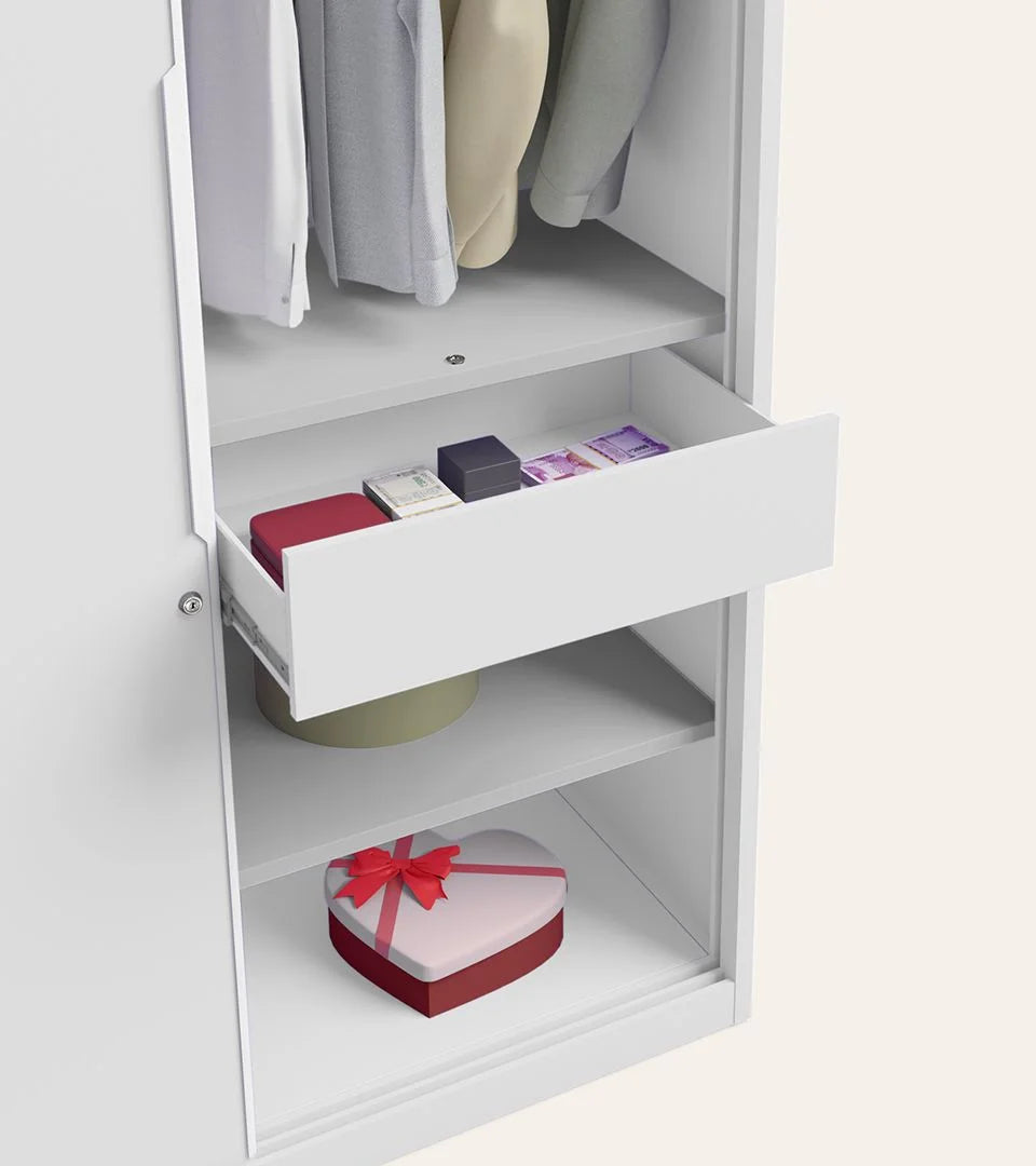 GODREJ 2-DOOR WARDROBE SLIDE N STORE TEX BOND WHITE PRO