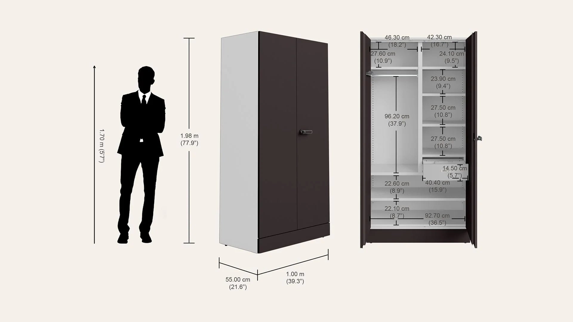 GODREJ 2 DOOR WARDROBE AURALINE WOMEN BASIC WHT COFFEE BR GODREJ