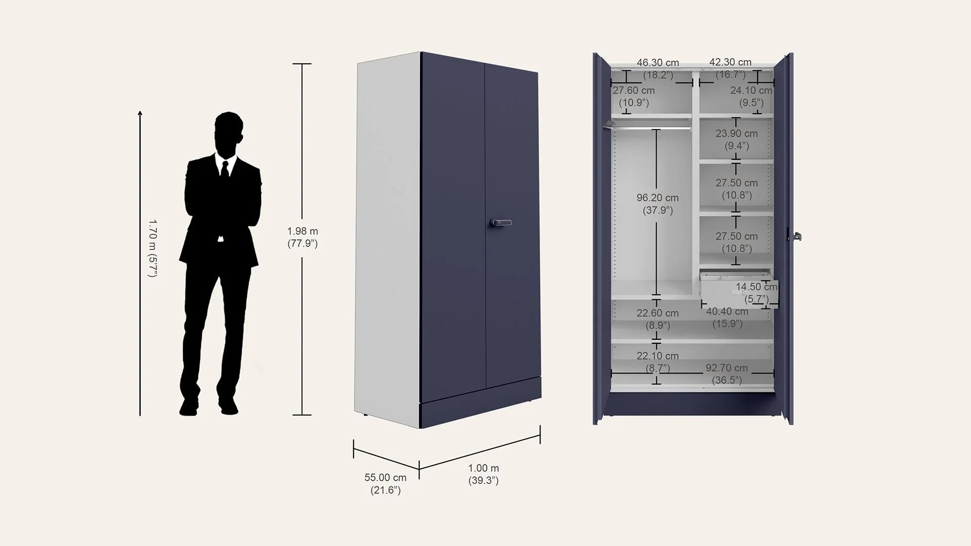 GODREJ 2 DOOR WARDROBE AURALINE WOMEN BASIC WHT NAVY BLUE GODREJ