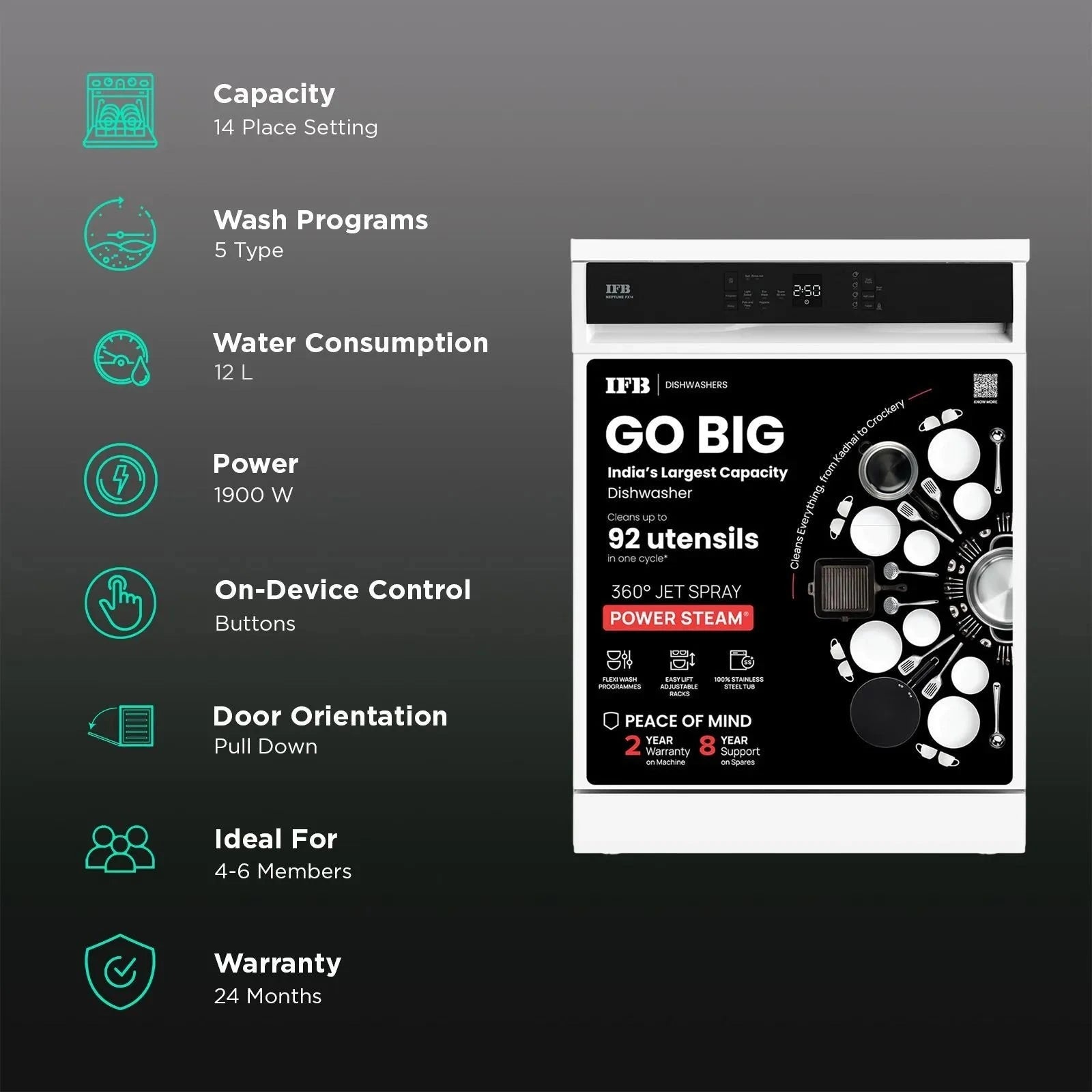 IFB DISH WASHER NEPTUNE FX14 14 PLACE SETTINGS IFB