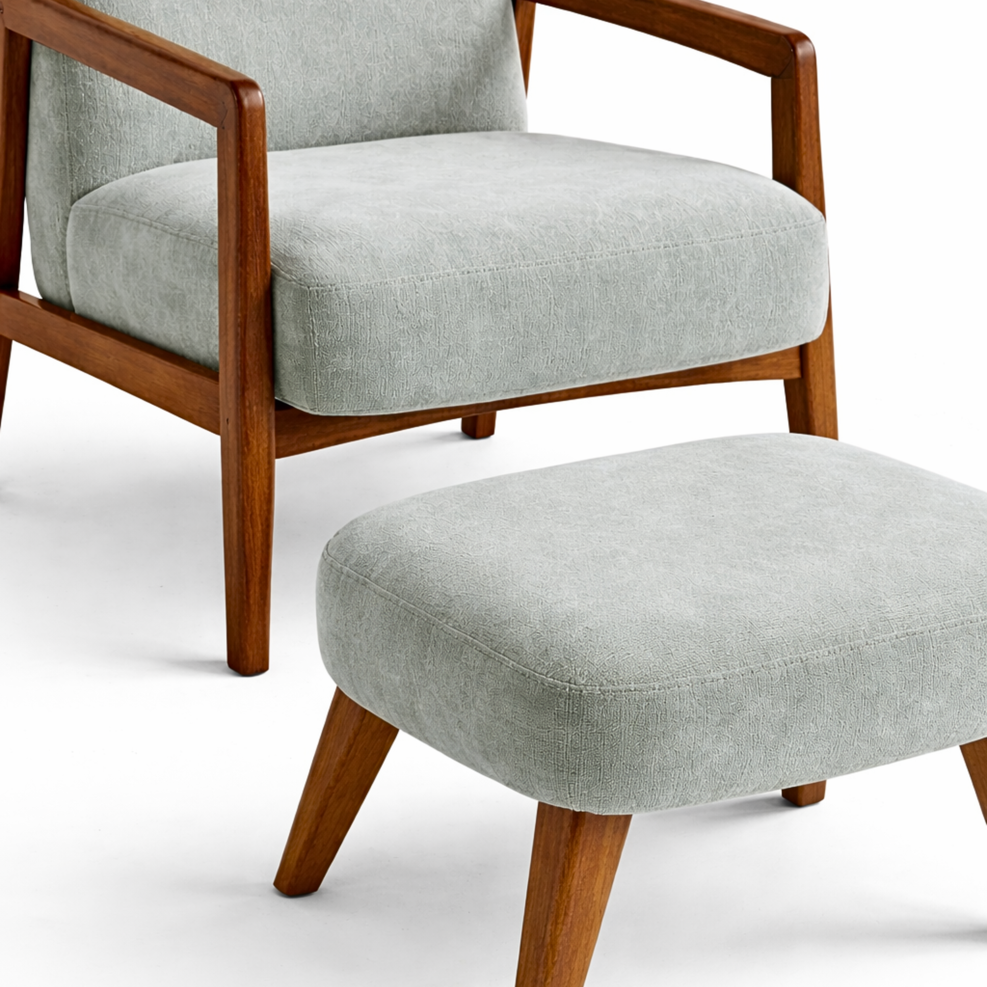 ACCENT CHAIR WITH OTTOMAN WALNUT MILANO GREEN ARENA