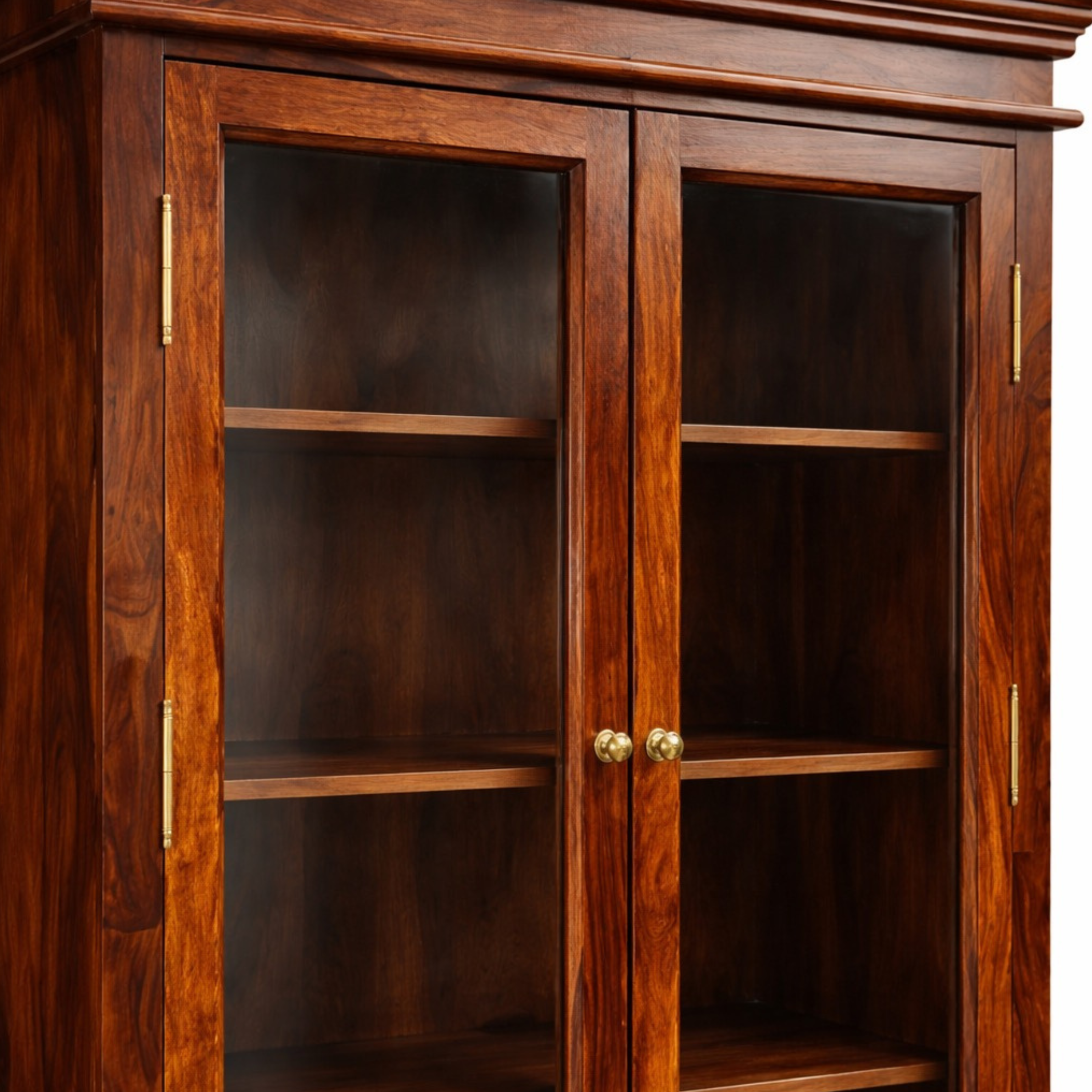 ARENA 4 DR CABINET VINTAGE – 2 GLASS + 2 WOOD (LIGHT HONEY BROWN) ARENA