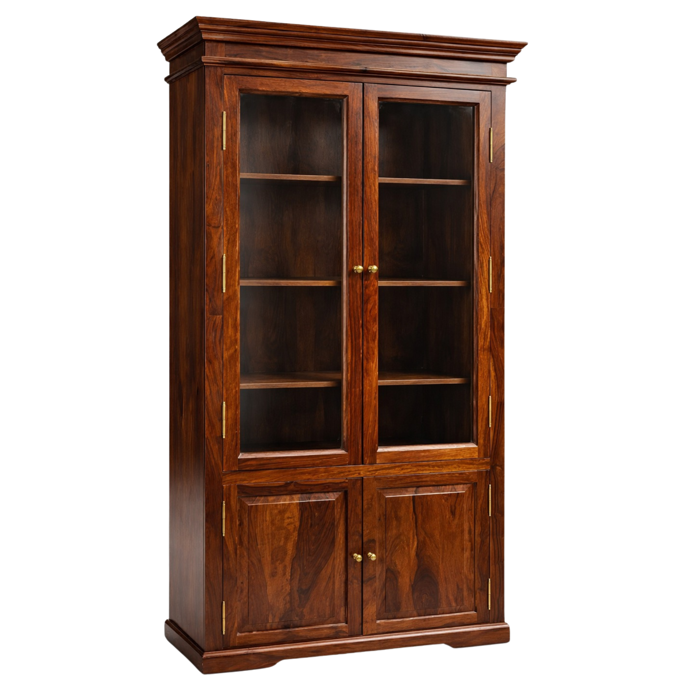 ARENA 4 DR CABINET VINTAGE – 2 GLASS + 2 WOOD (LIGHT HONEY BROWN) ARENA