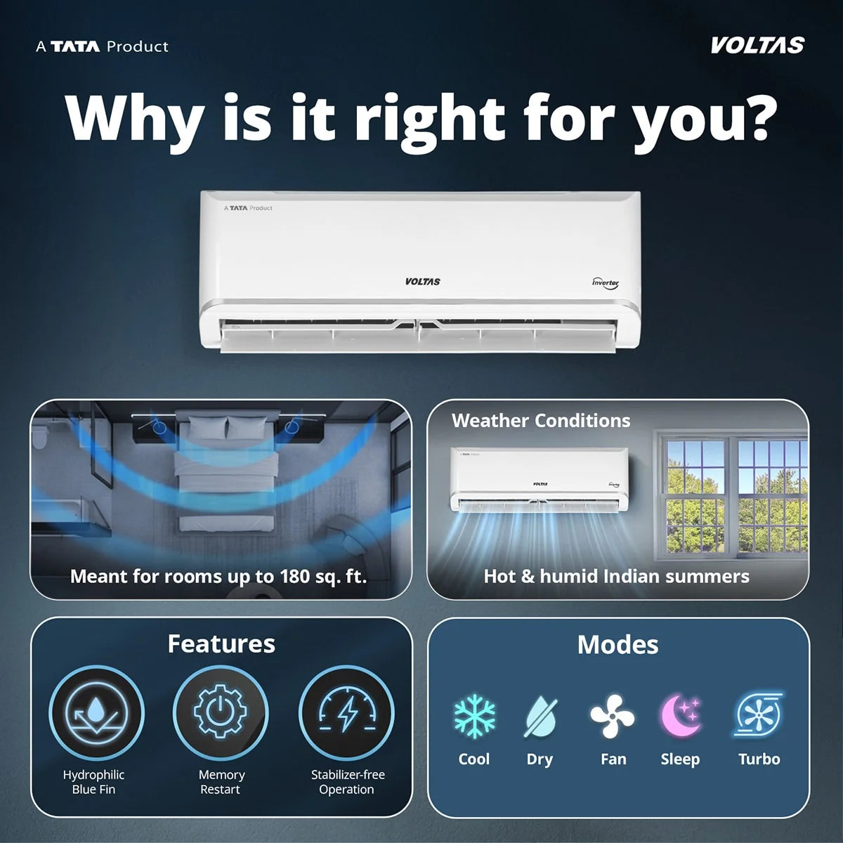VOLTAS AC-INDOOR UNIT SAC 183INV VECTRA ZEN SILVER  INVERTER 1.5 VOLTAS