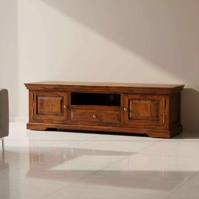 ARENA TV CABINAT R2110 VINTAGE 1 DRAWER 2 DRS LIGHT HONEY BROWN ARENA