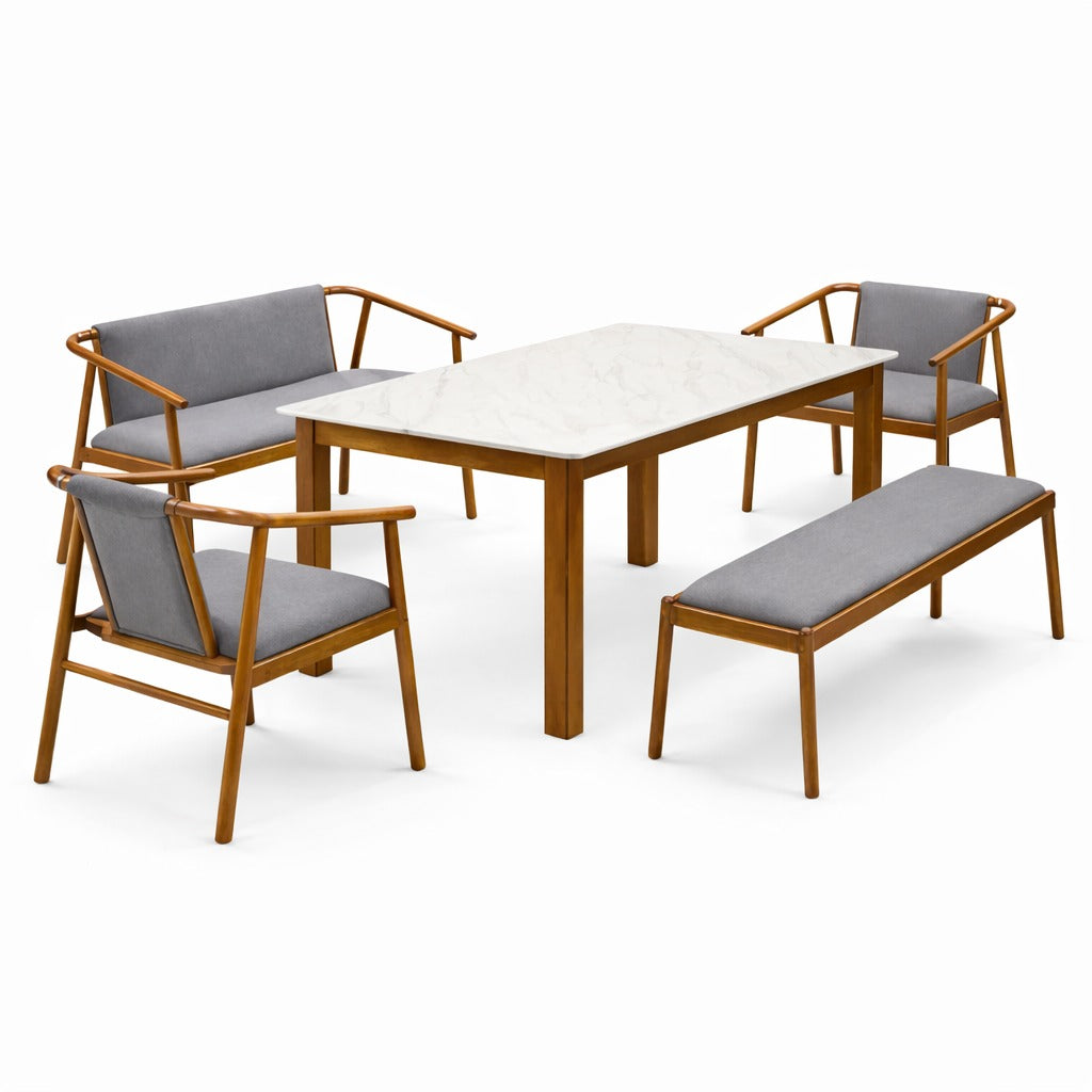 ARENA DINING SET CAPRI 456 1+2+2+1 FAB DARK  GREY ARENA