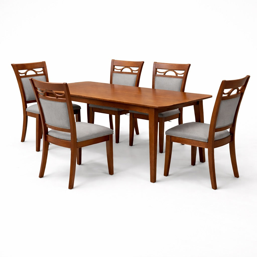 ARENA DINING SET(1+6)  SOLID RUBBER WOOD FIXED TOP WALNUT COLOR CMM Arena Retails Pvt Ltd