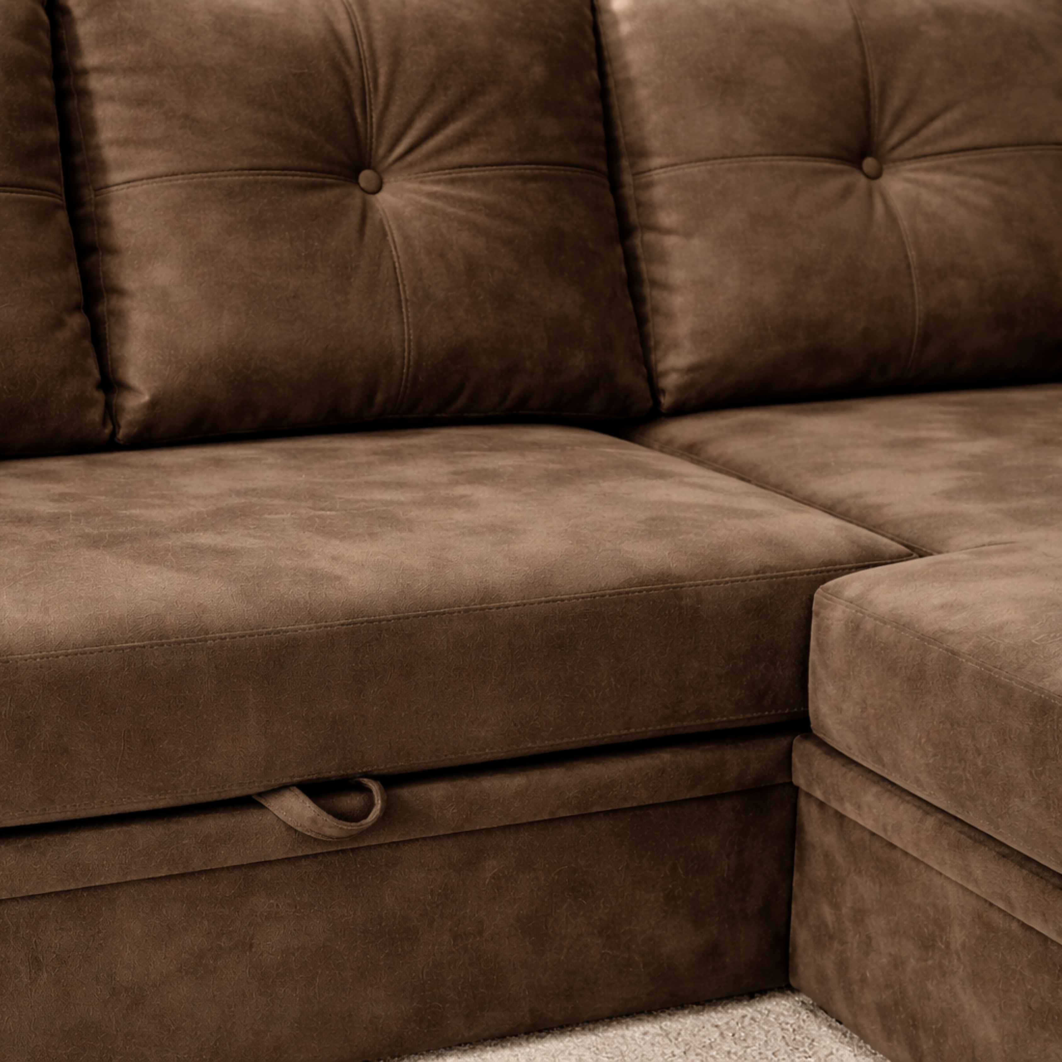 ARENA L SHAPE SOFA BED CASIO WITH STORAGE  BROWN ARENA