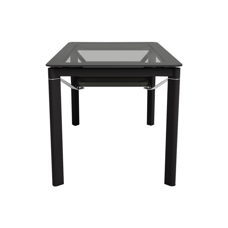 GODREJ Brawn 6 Seater Dining Table Tempered Glass Top, Black