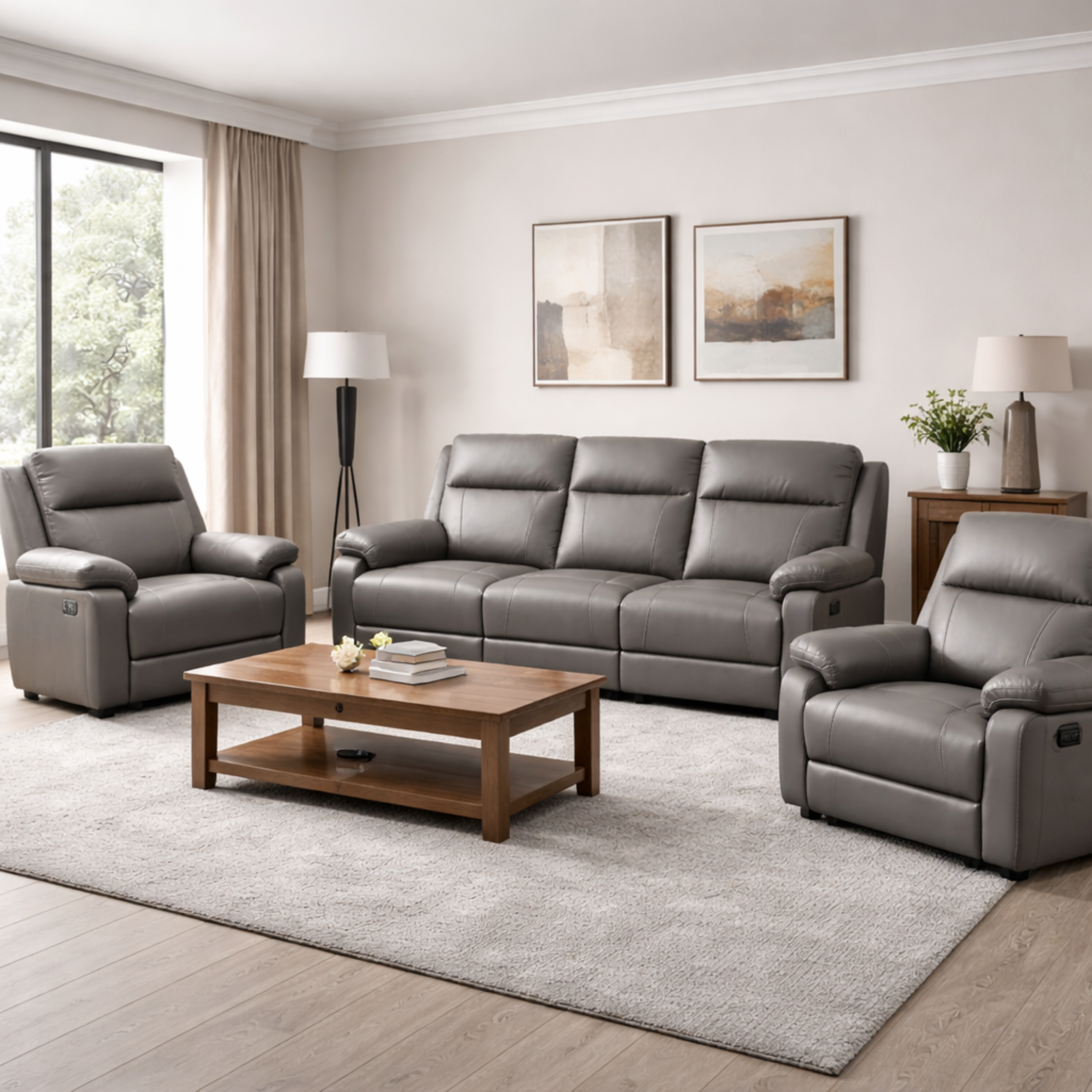 ARENA 3+2+1 SEATER MOTORISED RECLINER OMEGA STONE GREY ARENA