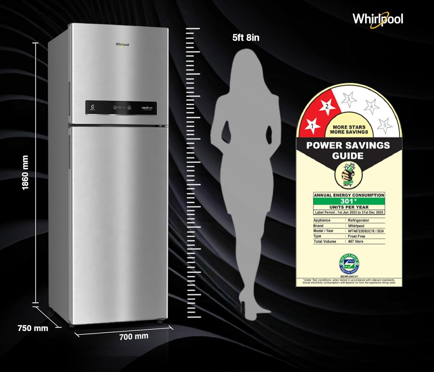 WHIRLPOOL REFRIGERATOR-FF-DD  IF INV CNV 515 (2S) ALPHA STEEL-Z WHIRLPOOL
