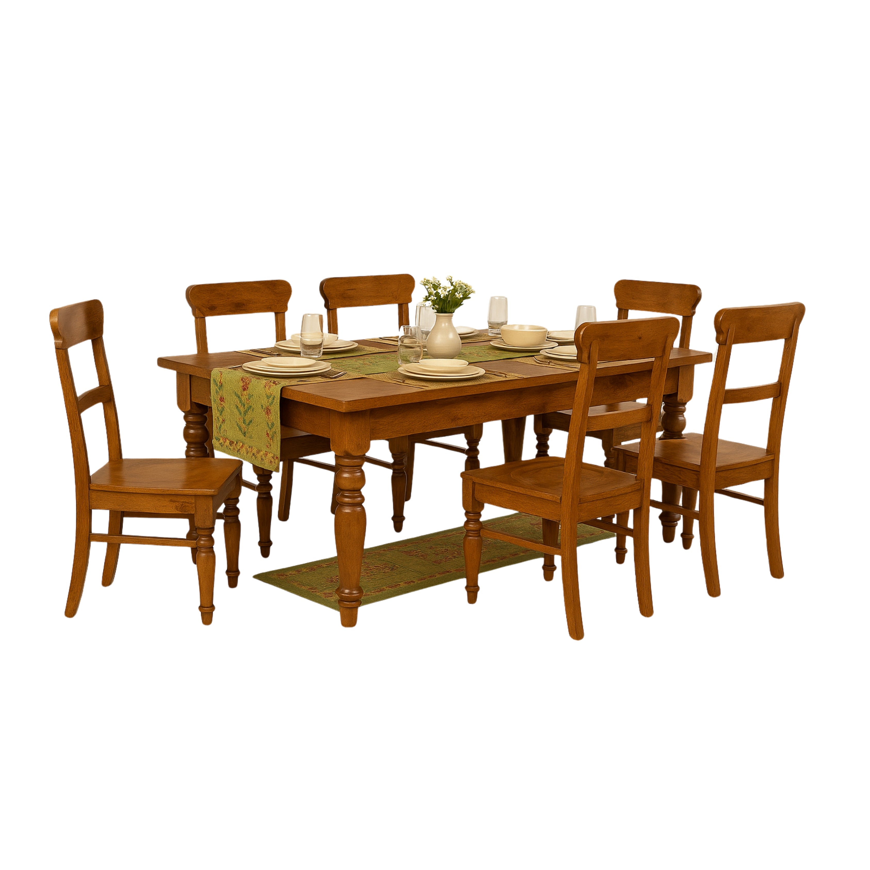 ARENA  Dining Table Montana 6 Seater Acacia Wood Light Honey Brown Finish Sheesham ARENA